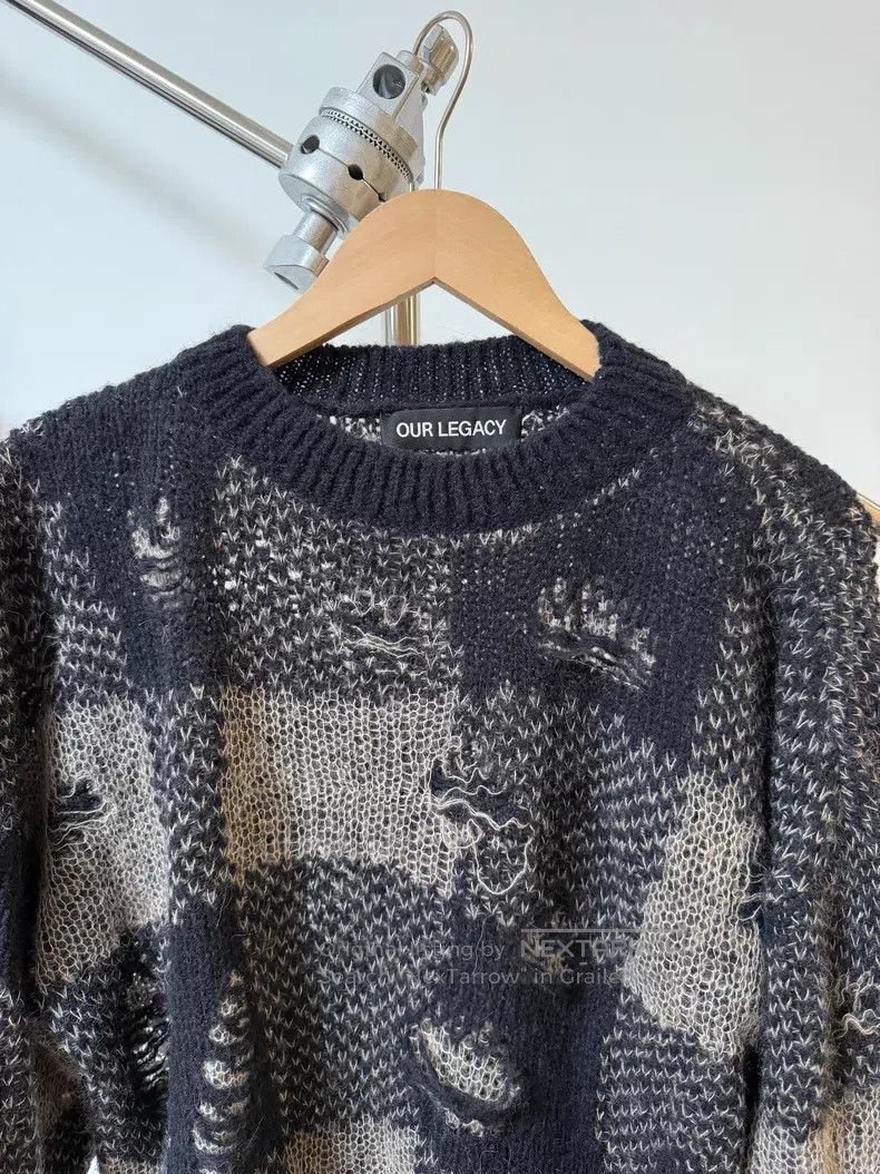 Our Legacy Our Legacy Black gray checkered damaged sweater Size US M / EU 48-50 / 2 - 2 Thumbnail