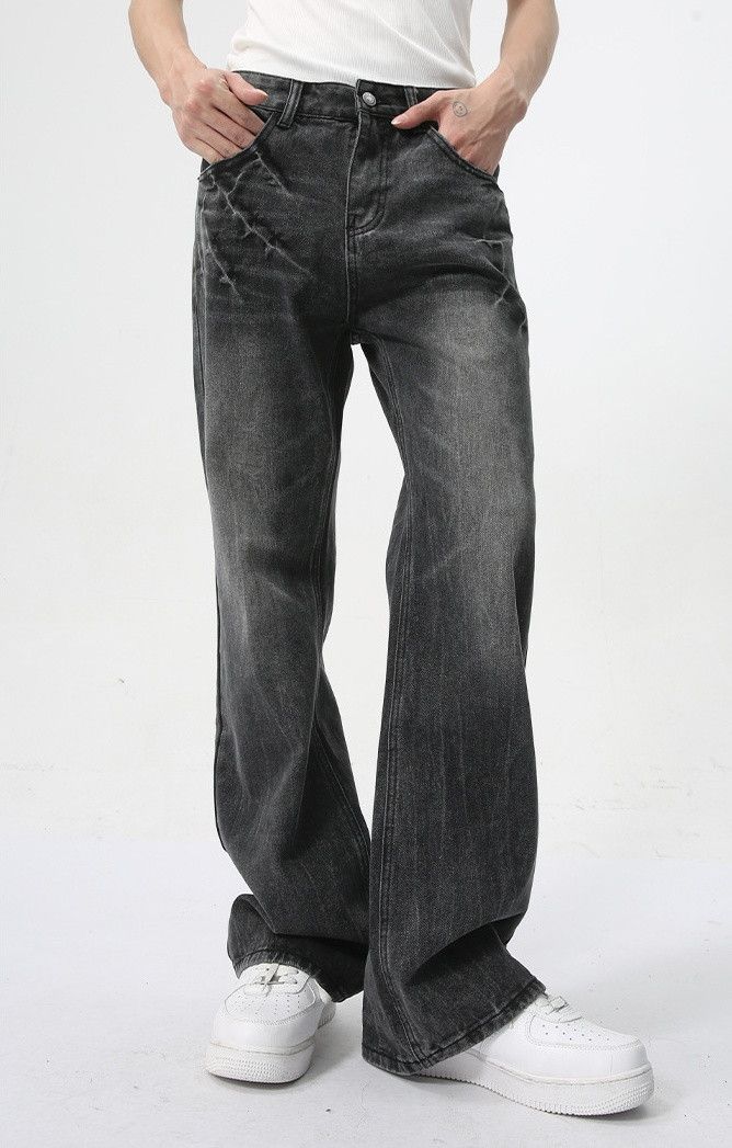 Designer × Japanese Brand Lightning Burst Black and Grey Flared Jeans Size US 32 / EU 48 - 1 Thumbnail