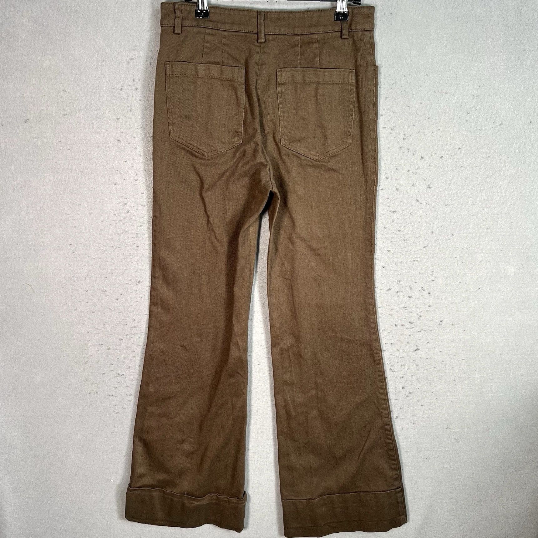 Massimo Dutti Mossimo Womens Brown Flare Leg Chino Pants Size 4 Cotton Blend Size 27" / US 4 / IT 40 - 2 Thumbnail