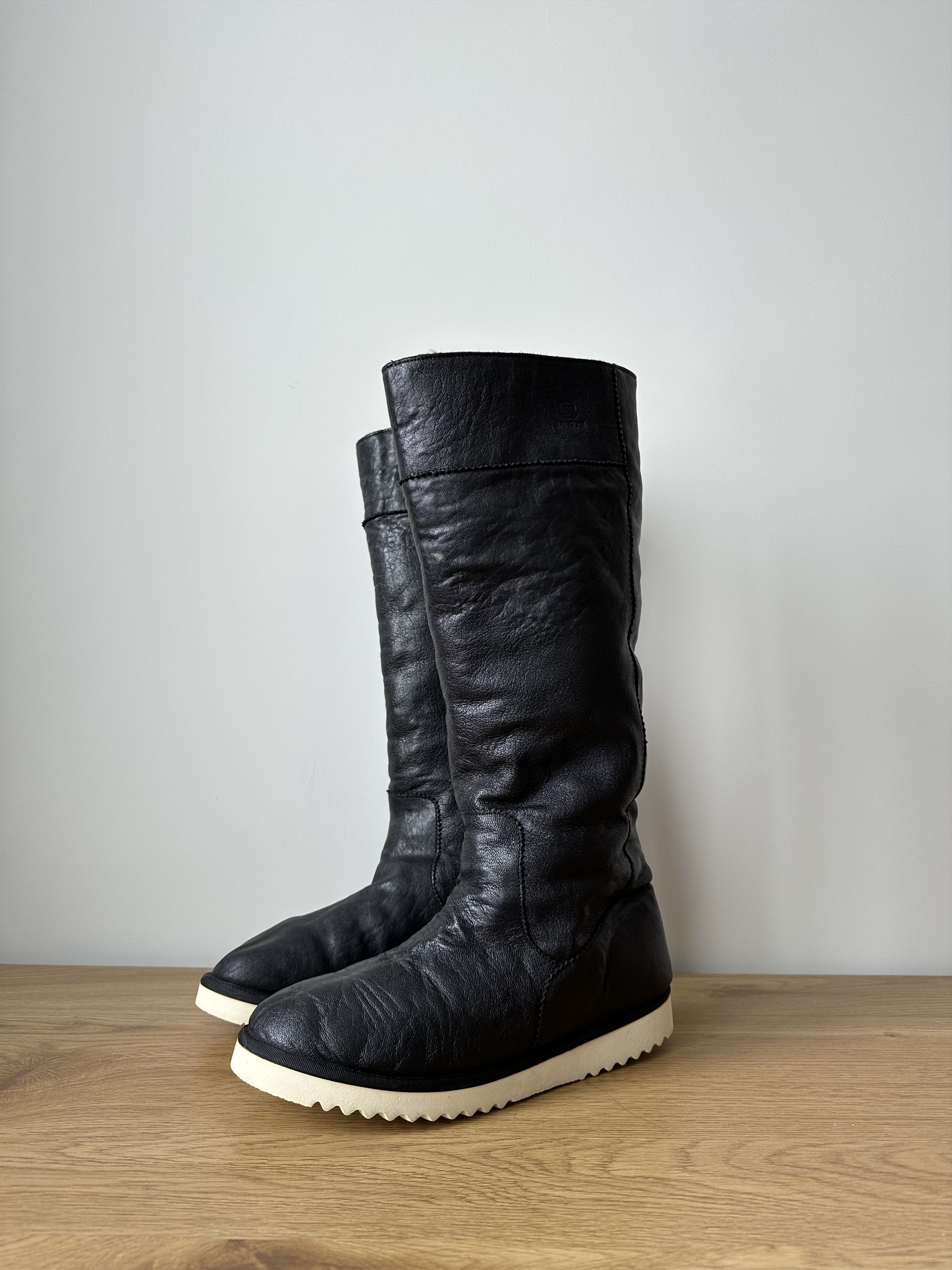 NAVYBOOT Navyboot Black Leather Shearling Tall Boots EU41 Size US 8 / EU 41 - 3 Thumbnail