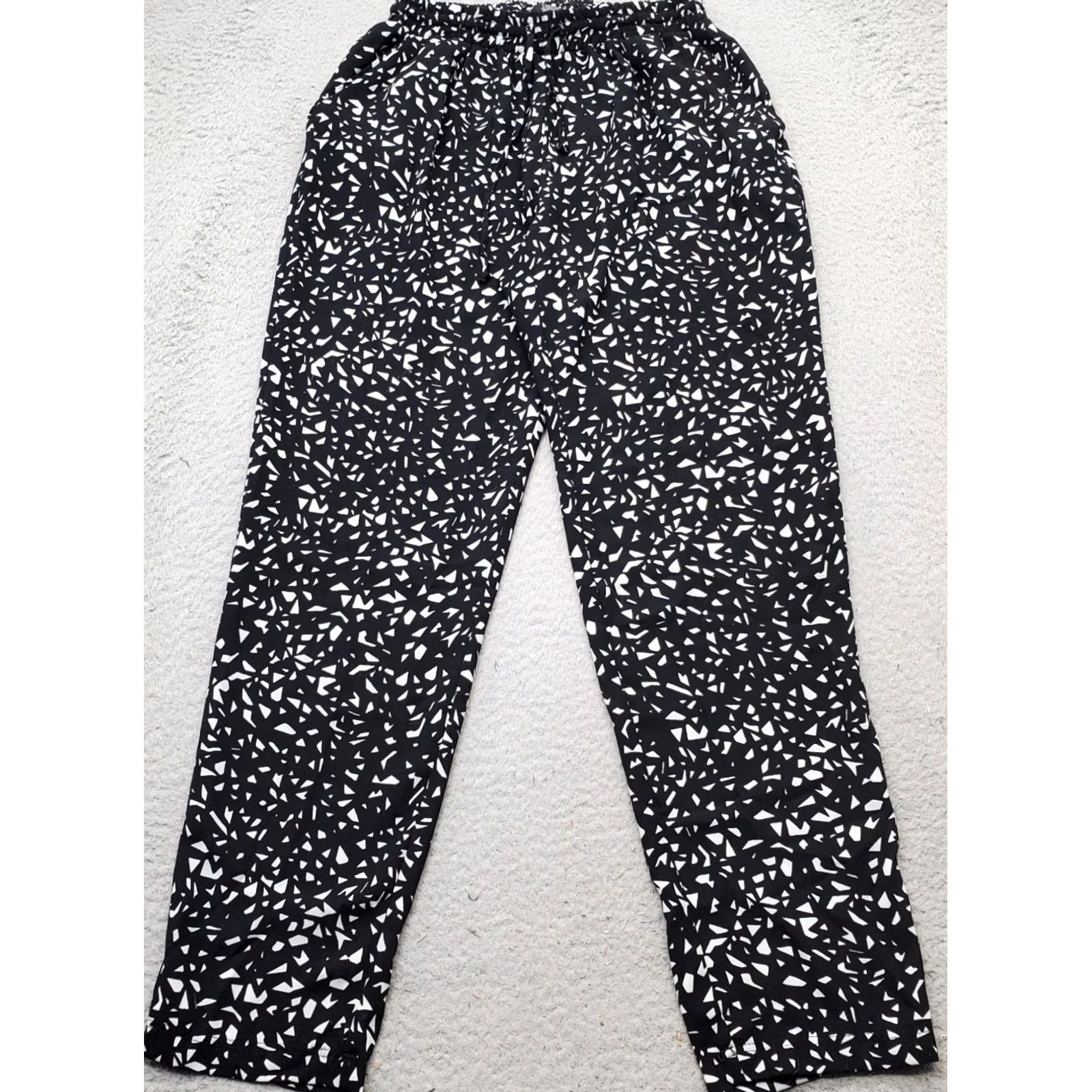 Vintage Zac & Rachel Womens M Multi Geo Print Regular Fit Trouser Pants Drawstring Waist Size 32" / US 10 / IT 46 - 2 Thumbnail