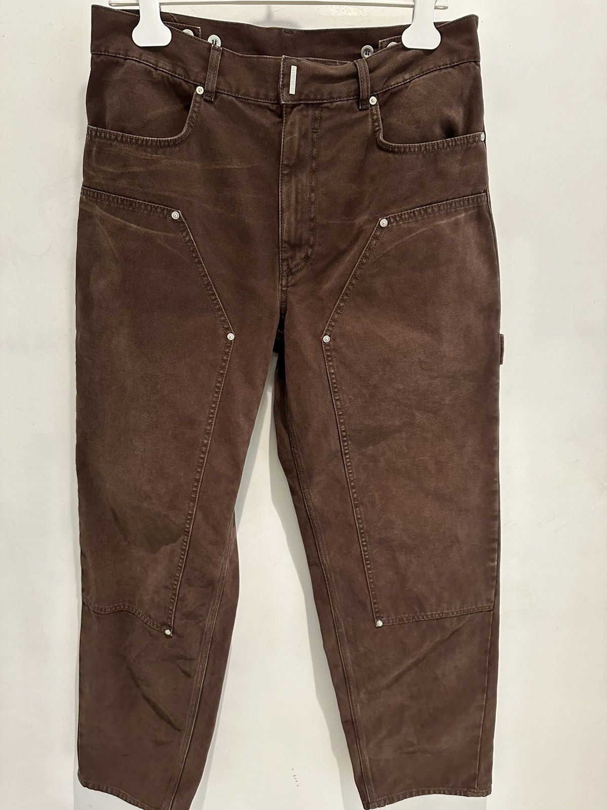 image of Givenchy Logo Plaque Straight-Leg Jeans in Brown, Men's (Size 31)