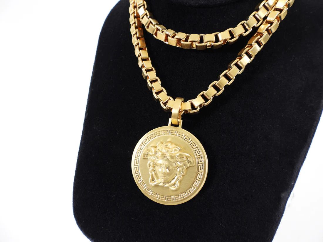 image of Versace Gold Chain Medusa Medallion Necklace in Yellow Gold, Women's