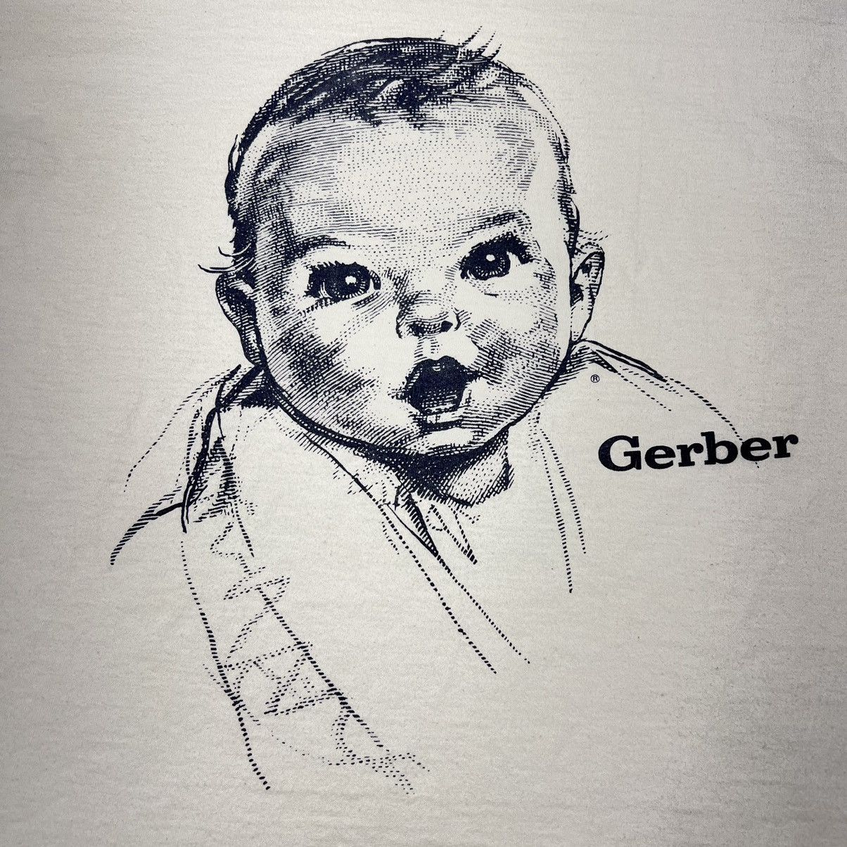 Fruit Of The Loom × Vintage VTG Gerber Baby Tee Shirt White Promo Face Graphic Heavy Size US XL / EU 56 / 4 - 2 Thumbnail