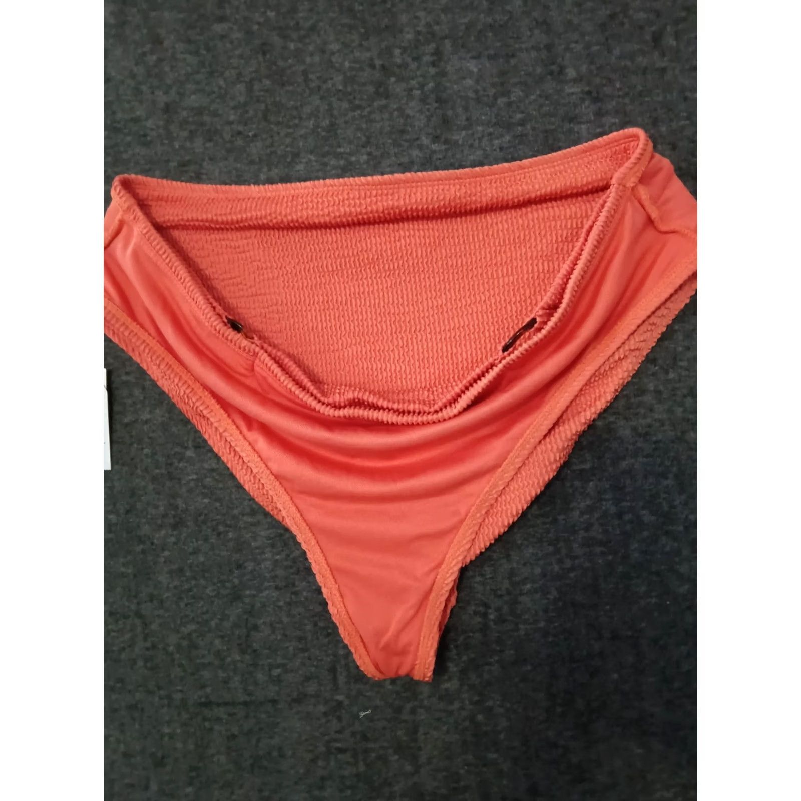 Vintage Time Tru Swim Bottom Womens 1X 16W-18W Orange High Waist Bikini Textured Ribbed Bottom Size 40" / US 18 - 3 Thumbnail
