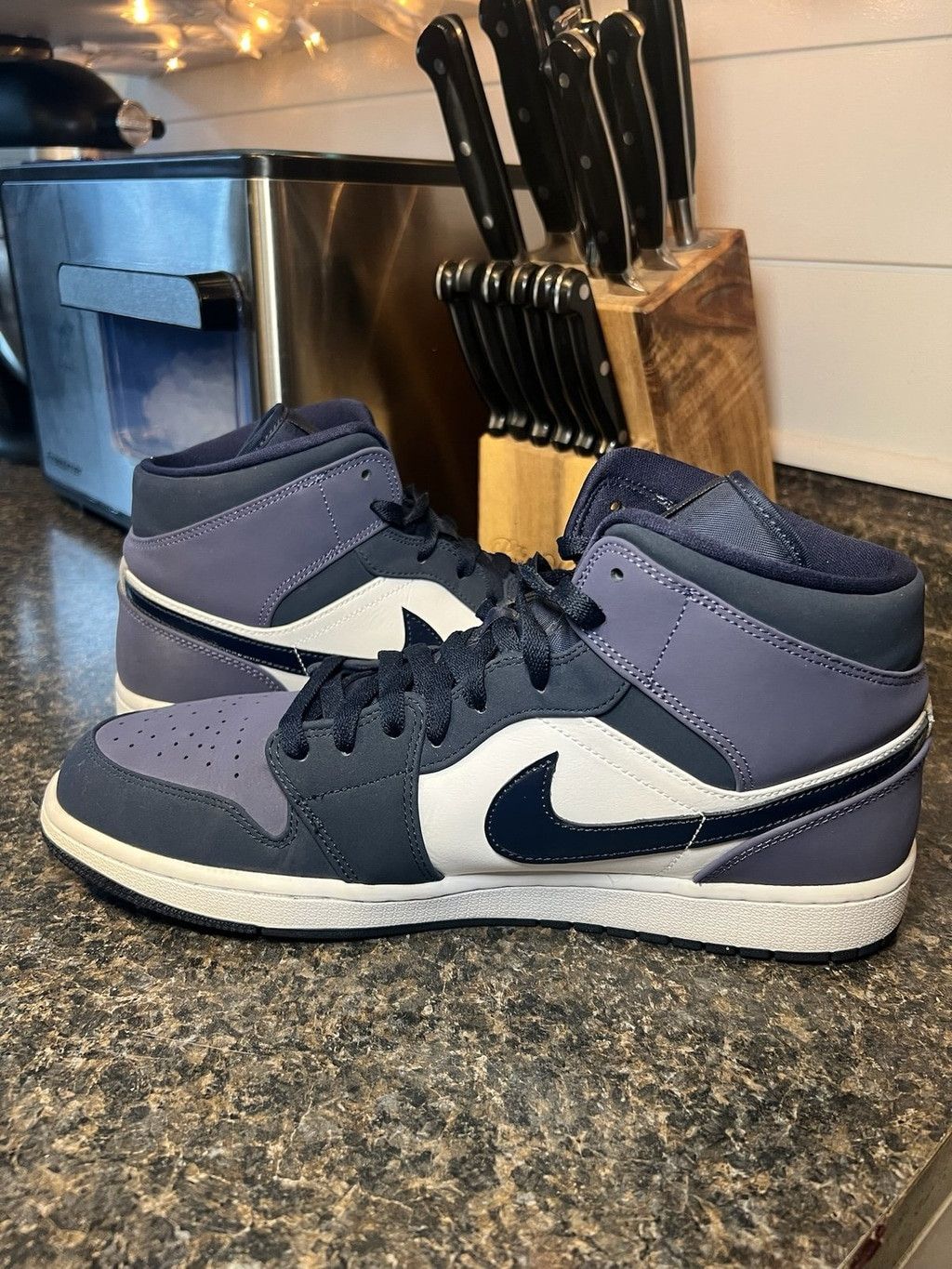 Nike Nike Air Jordan 1 Mid Obsidian Sanded Purple Size US 11.5 / EU 44-45 - 10 Thumbnail