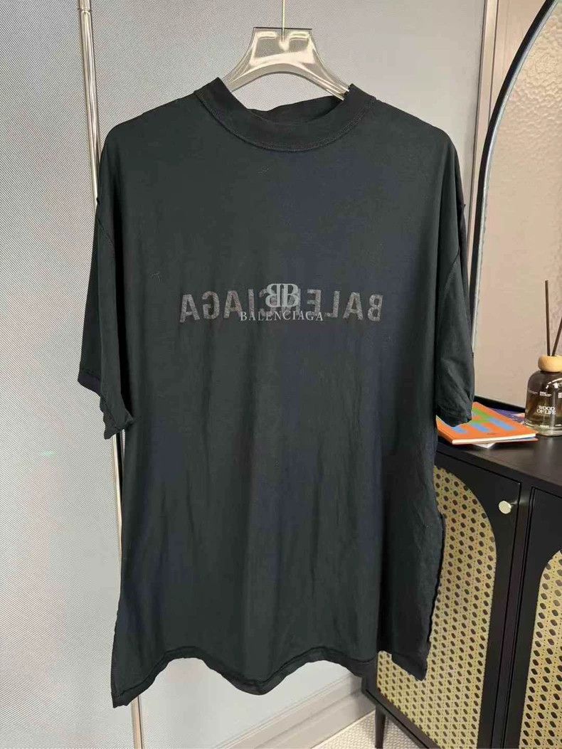 Balenciaga Black overlapping double-b printed blurry print