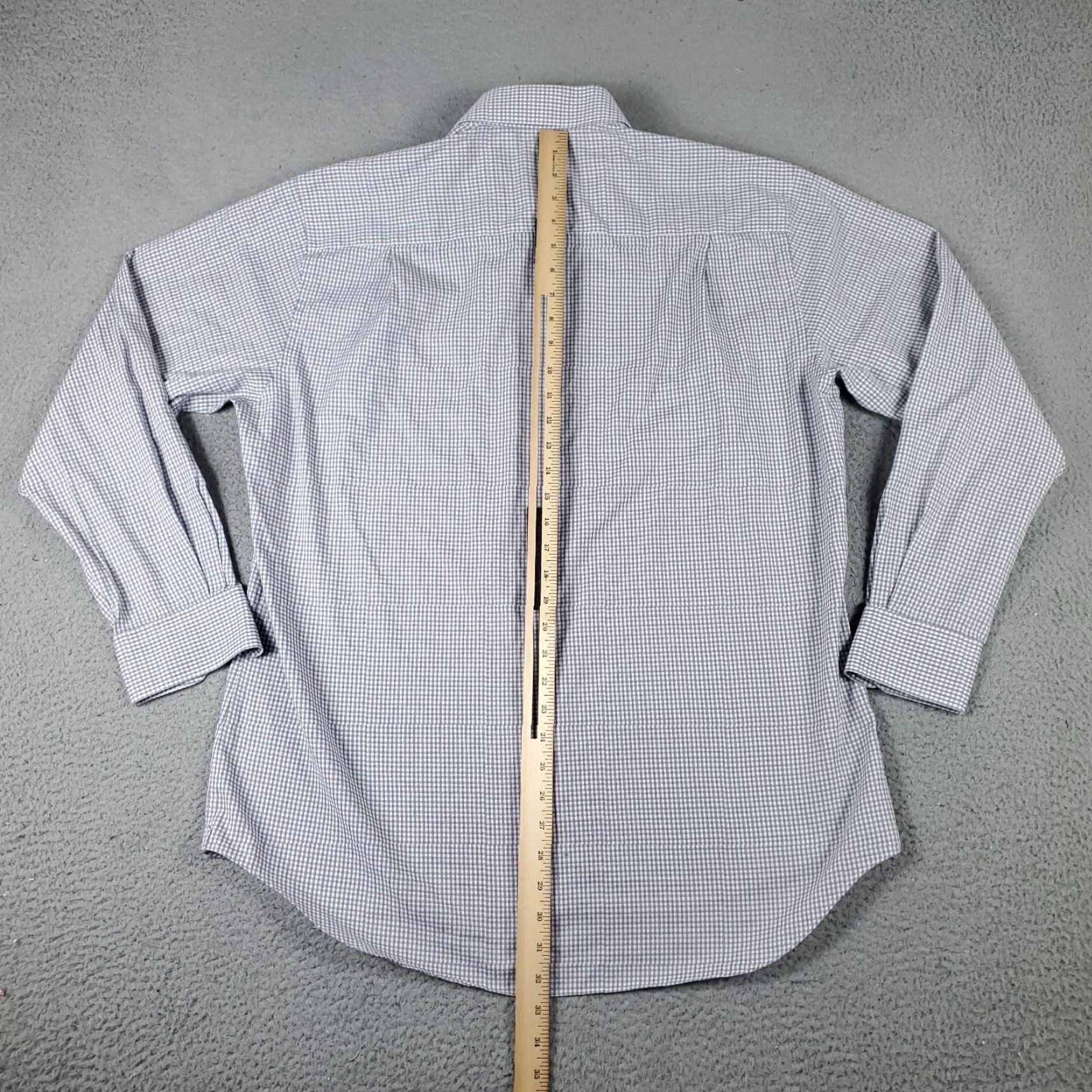 David Donahue David Donahue Shirt Mens Size 16.5 Gray Plaid Dress Shirt Button Up Long Sleeve Cotton Size 42R - 3 Thumbnail