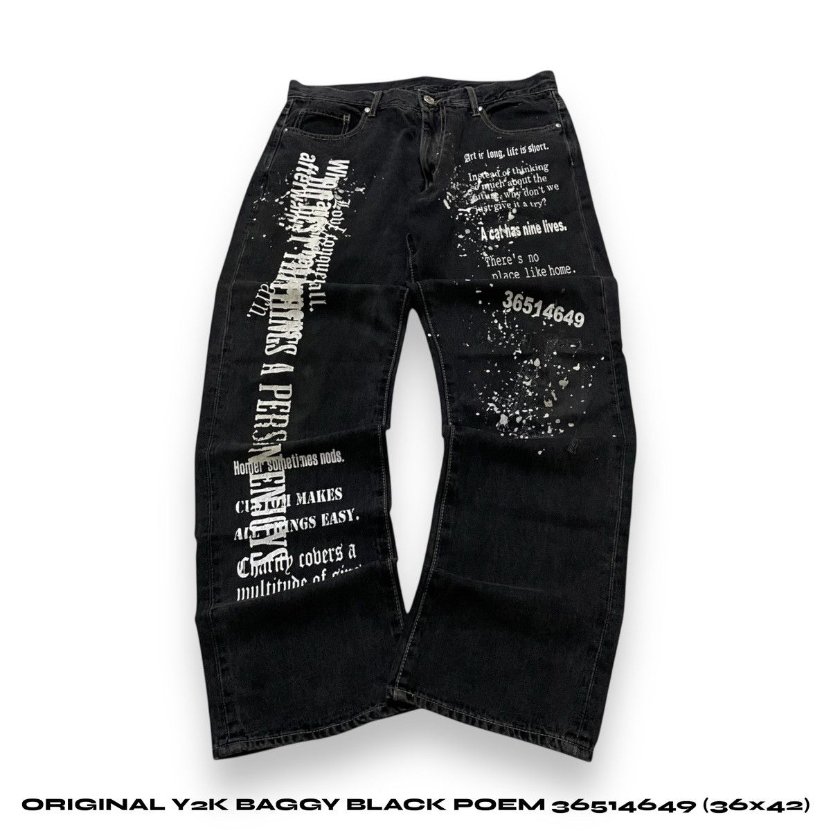 Hysteric Glamour ORIGINAL YaK BAGGY BLACK POEM 36514649(36×42) Size US 36 / EU 52 - 1 Thumbnail