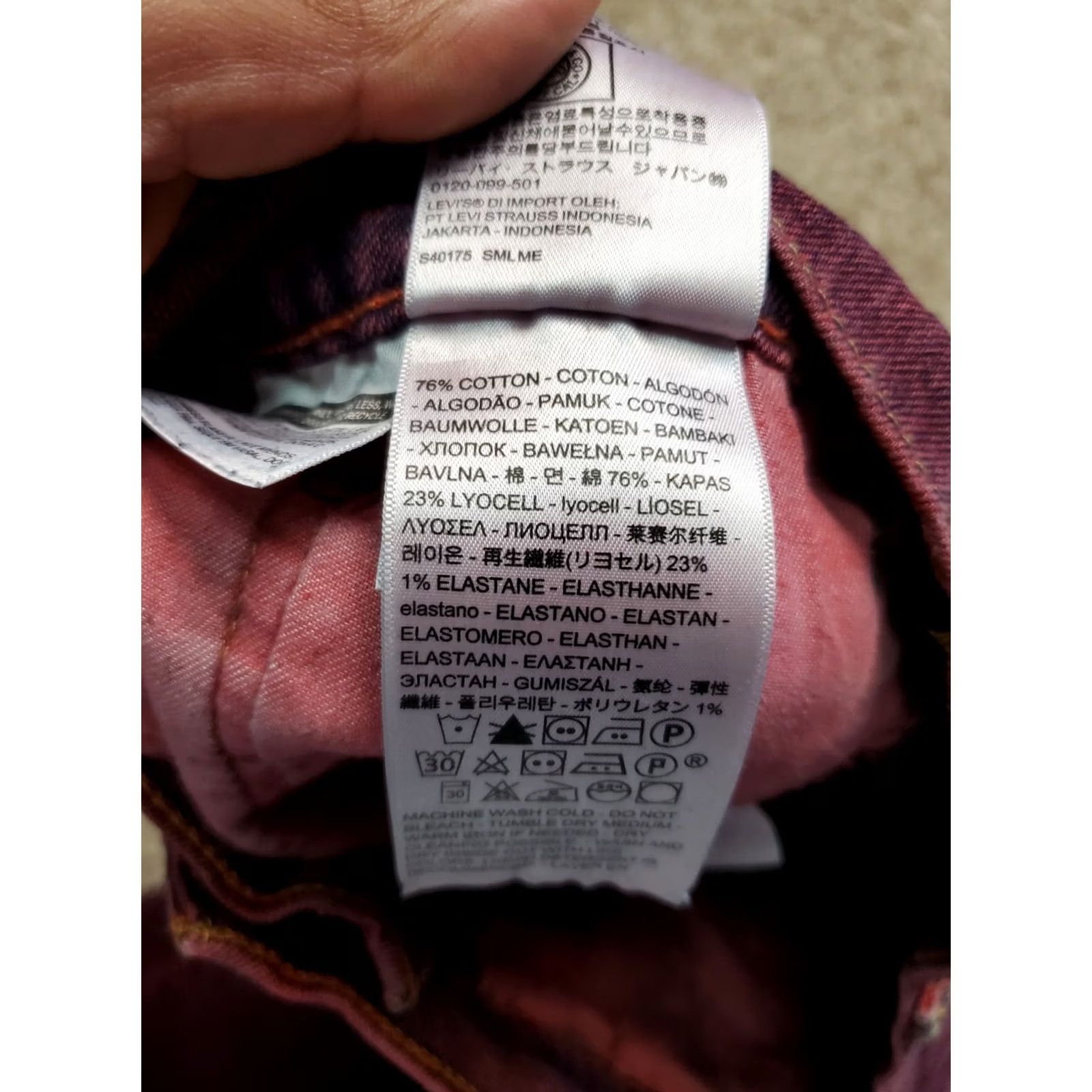 Levi's Levi's 510 Jeans 38X30 Mens Slim Straight Red Wash Denim (Regular) 5-Pocket Stretch Size US 38 / EU 54 - 4 Thumbnail