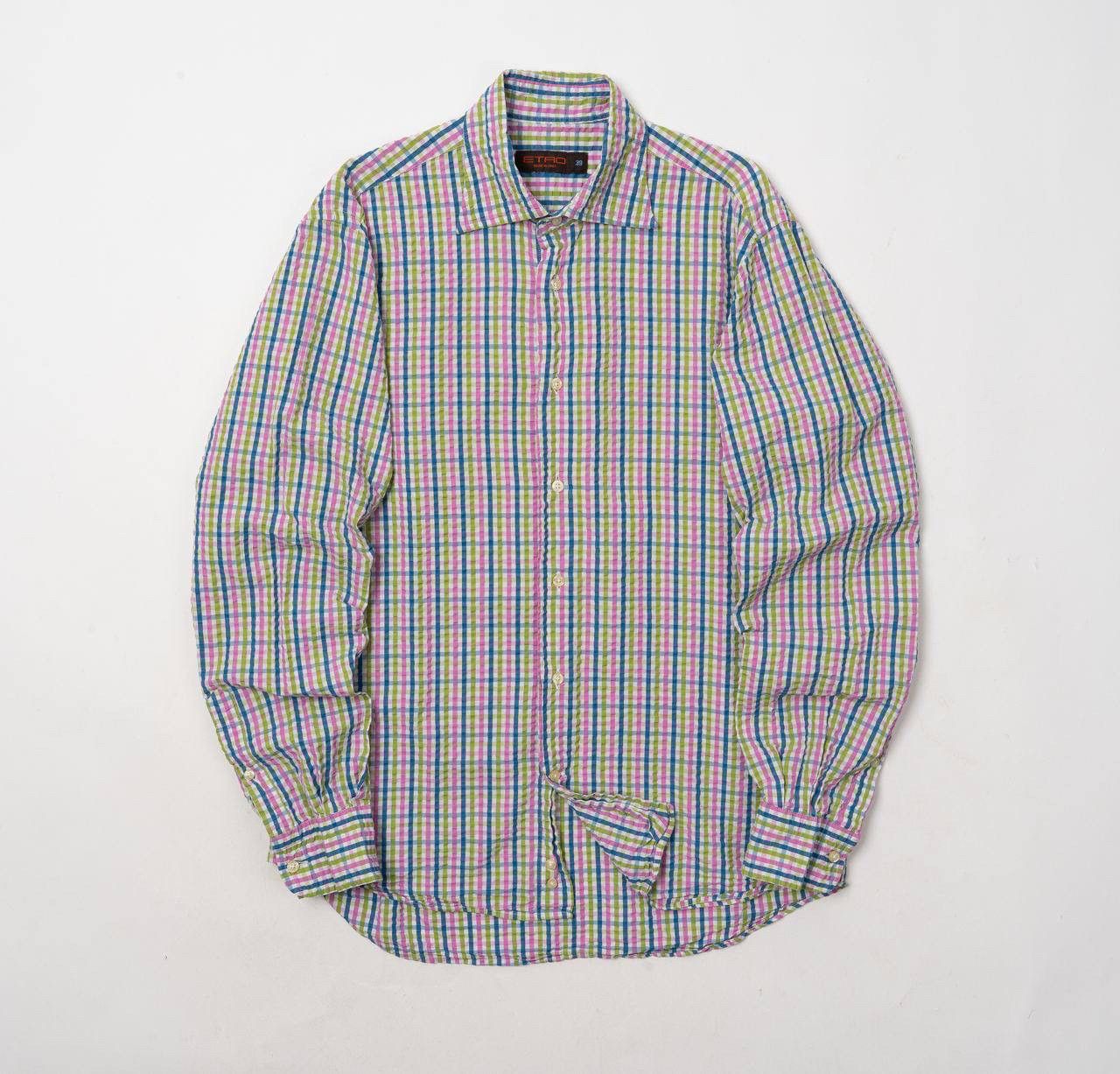 Etro 🔵ETRO Italy 39 Multicolour Check Bottom Up Shirt Made Italy Size US M / EU 48-50 / 2 - 9 Thumbnail