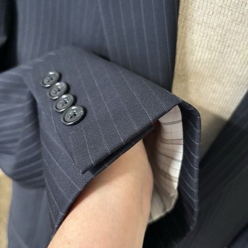 Jos. A. Bank Jos. A. Bank Mens 44L Navy Striped 100% Wool 2 Piece Suit Wi Size 44L - 5 Thumbnail