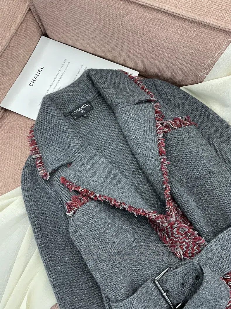 Chanel Chanel Gray coco letter printed tweed stitching lace-on ca Size S / US 4 / IT 40 - 3 Thumbnail