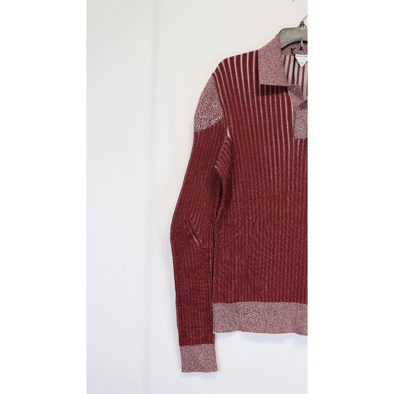 Bottega Veneta o1rshd1 Ribbed Polo Shirt in Burgundy Size US L / EU 52-54 / 3 - 2 Thumbnail