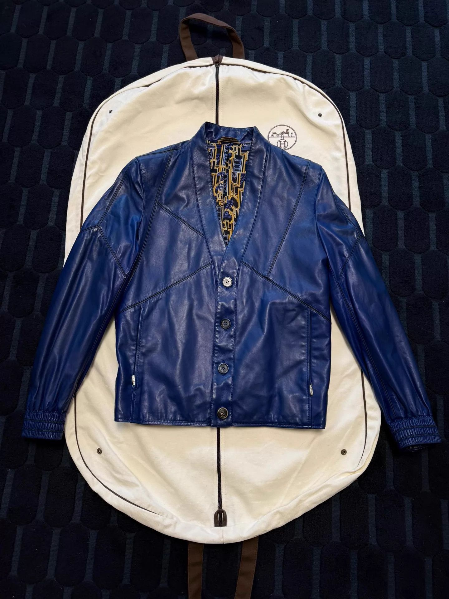 Zilli Blue Leather Jacket with Button Front - Size M Size US M / EU 48-50 / 2 - 1 Thumbnail