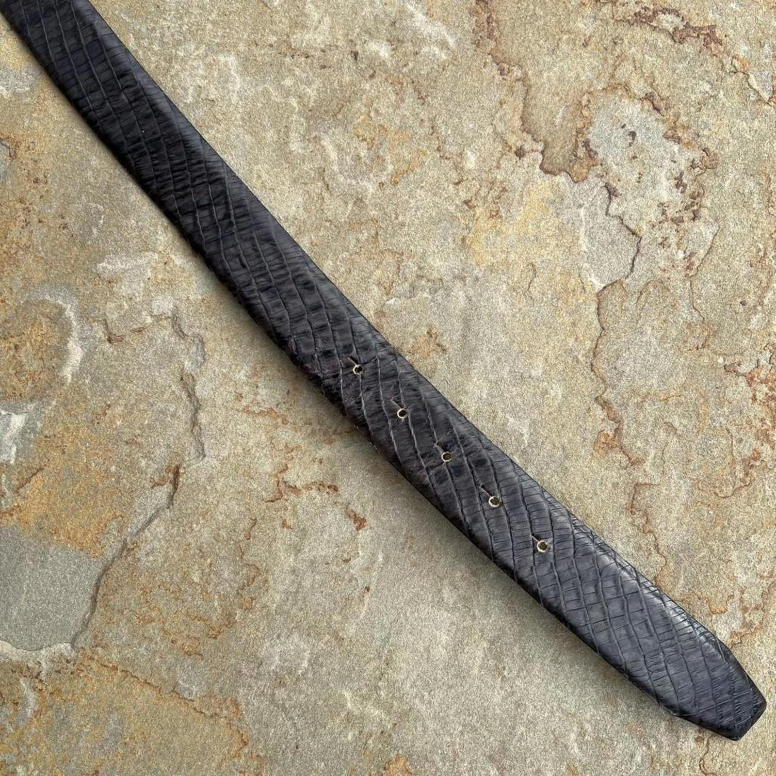 Other Vintage 90s Designer Dark Brown Croc Embossed Leather Belt Size ONE SIZE - 5 Thumbnail