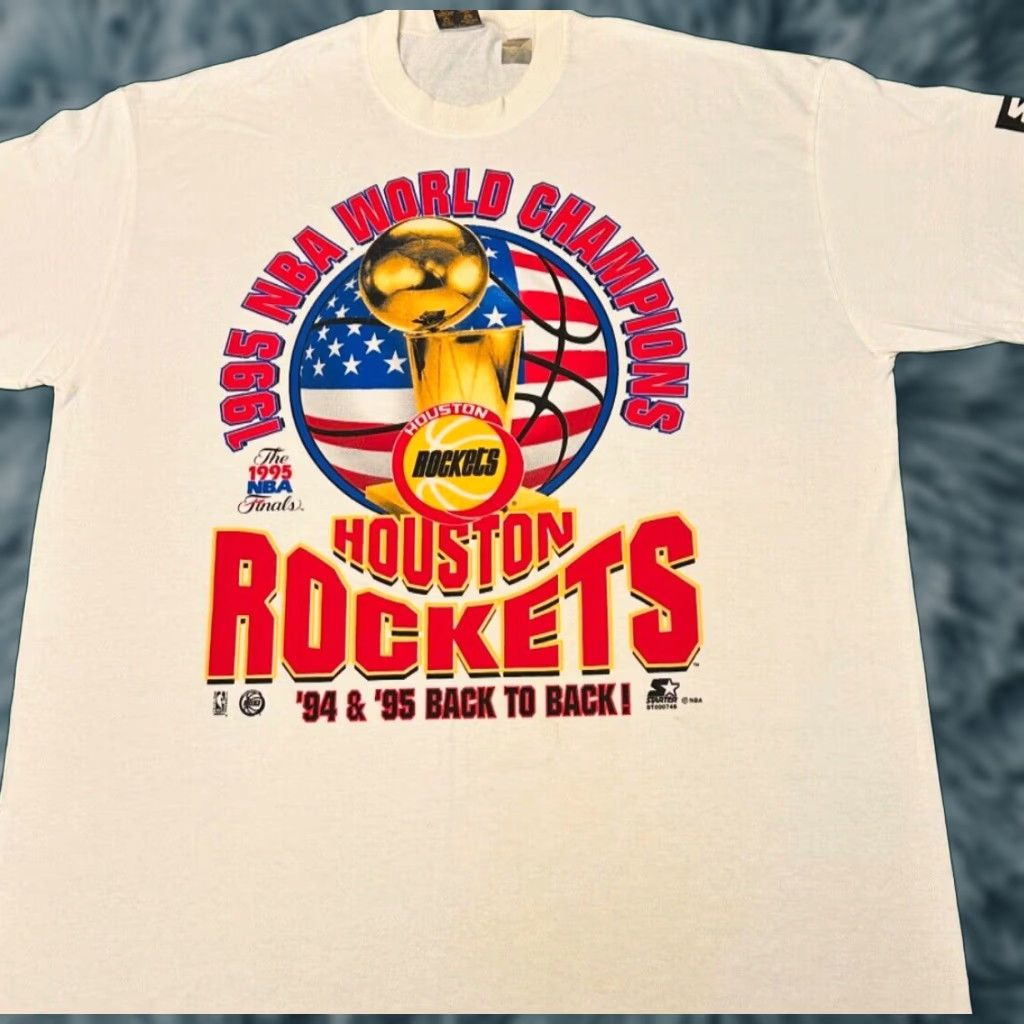 Starter VINTAGE Houston Rockets NBA Back 2 Back World Champions 1995 VTG Shirt XL White Men XL 90s USA Sports Nike? Size US XL / EU 56 / 4 - 1 Thumbnail