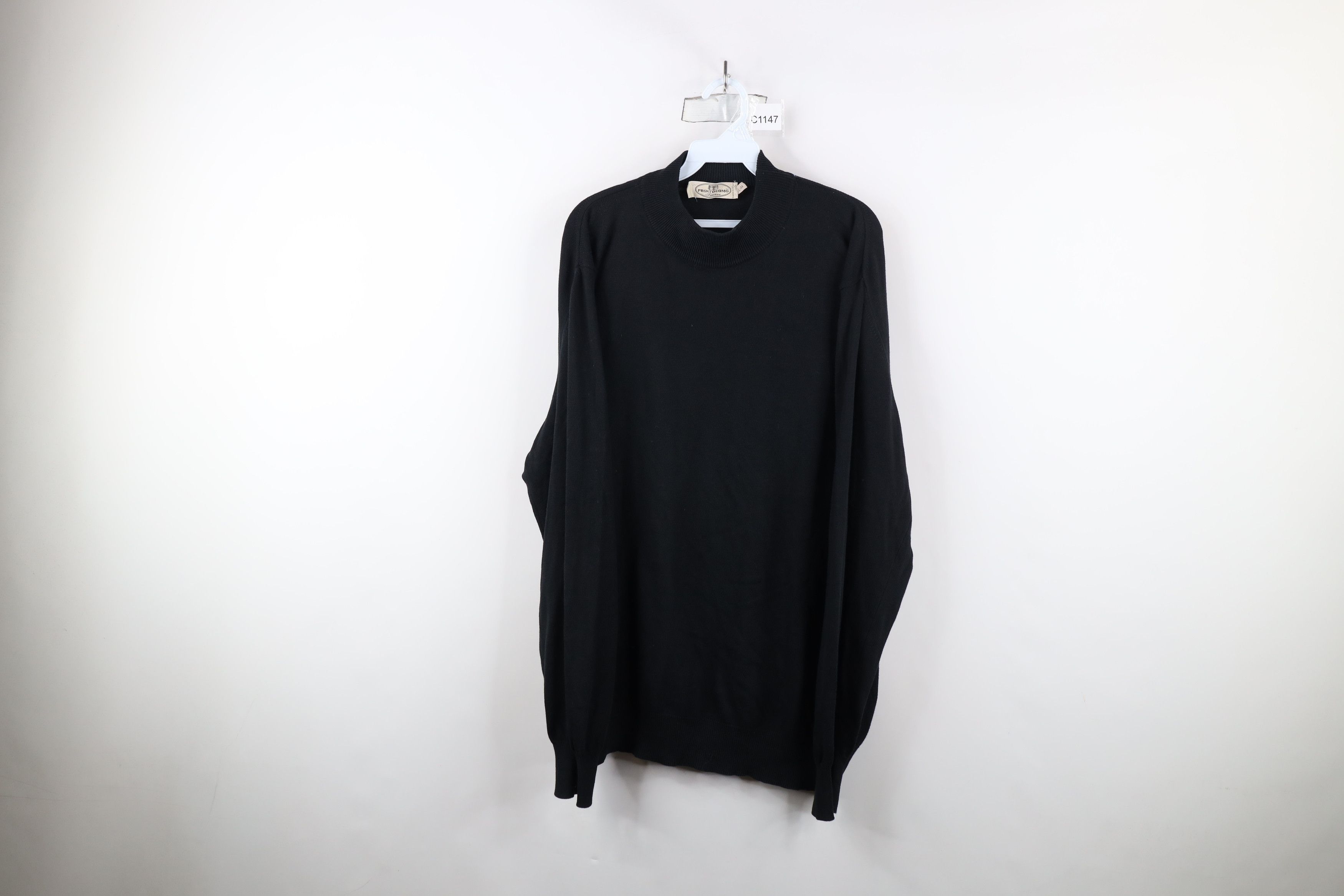 Vintage Vintage 90s Streetwear Knit Mock Neck Dad Sweater Black Size US XL / EU 56 / 4 - 1 Thumbnail