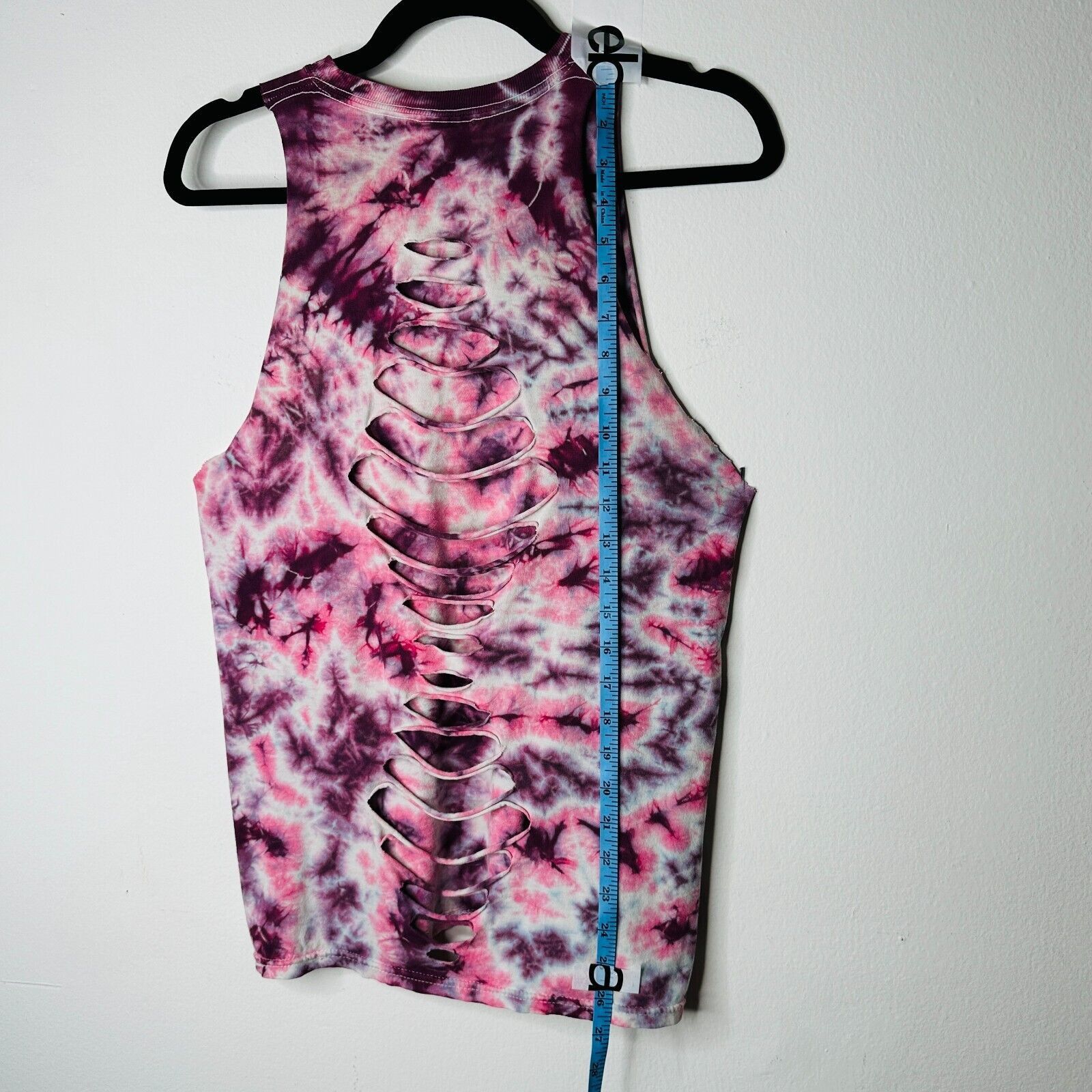 Hanes Sleeveless Cropped Cut Out Plum & Pink Cream Tie Dye Top S Size S / US 4 / IT 40 - 8 Thumbnail