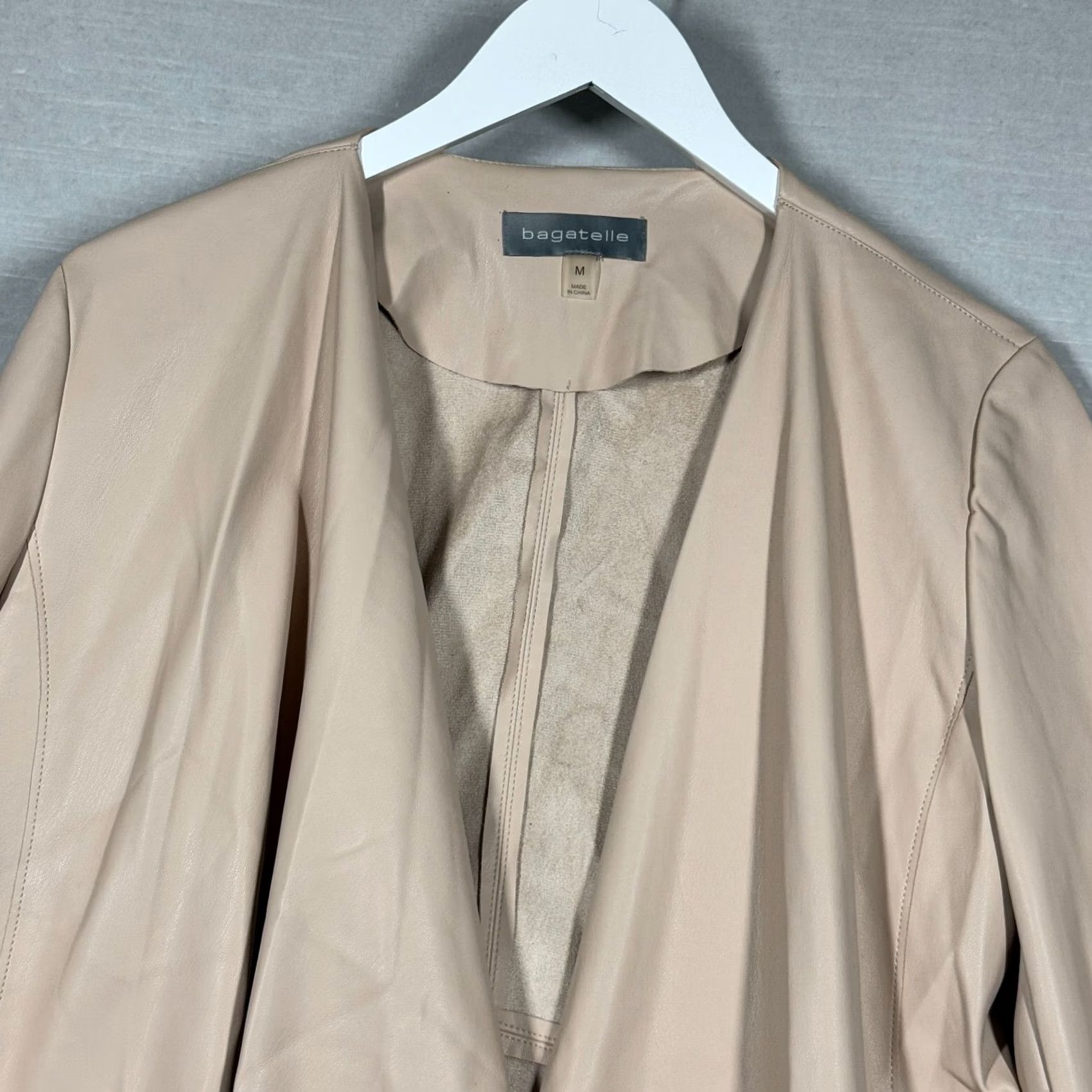 Vintage Bagatelle Jacket Womens Medium Beige Waterfall Draped Chic Casual Business Work Jacket Size M / US 6-8 / IT 42-44 - 3 Thumbnail