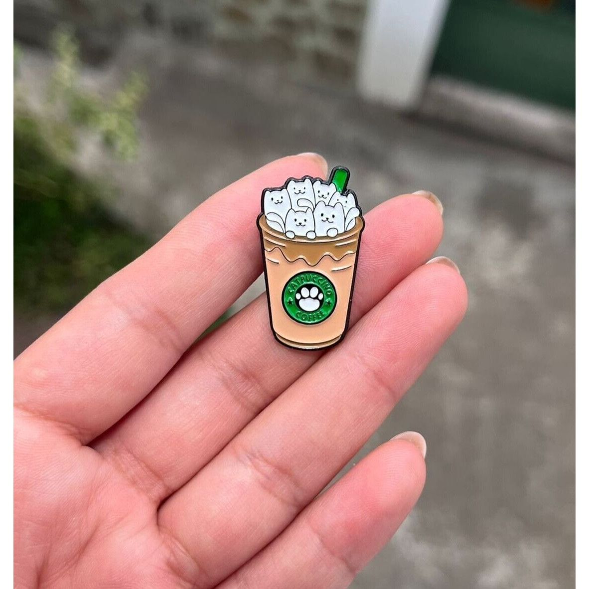 Other New brooch Cats and Coffee Starbucks Logo Enamel Pin Catpucc Size ONE SIZE - 1 Thumbnail