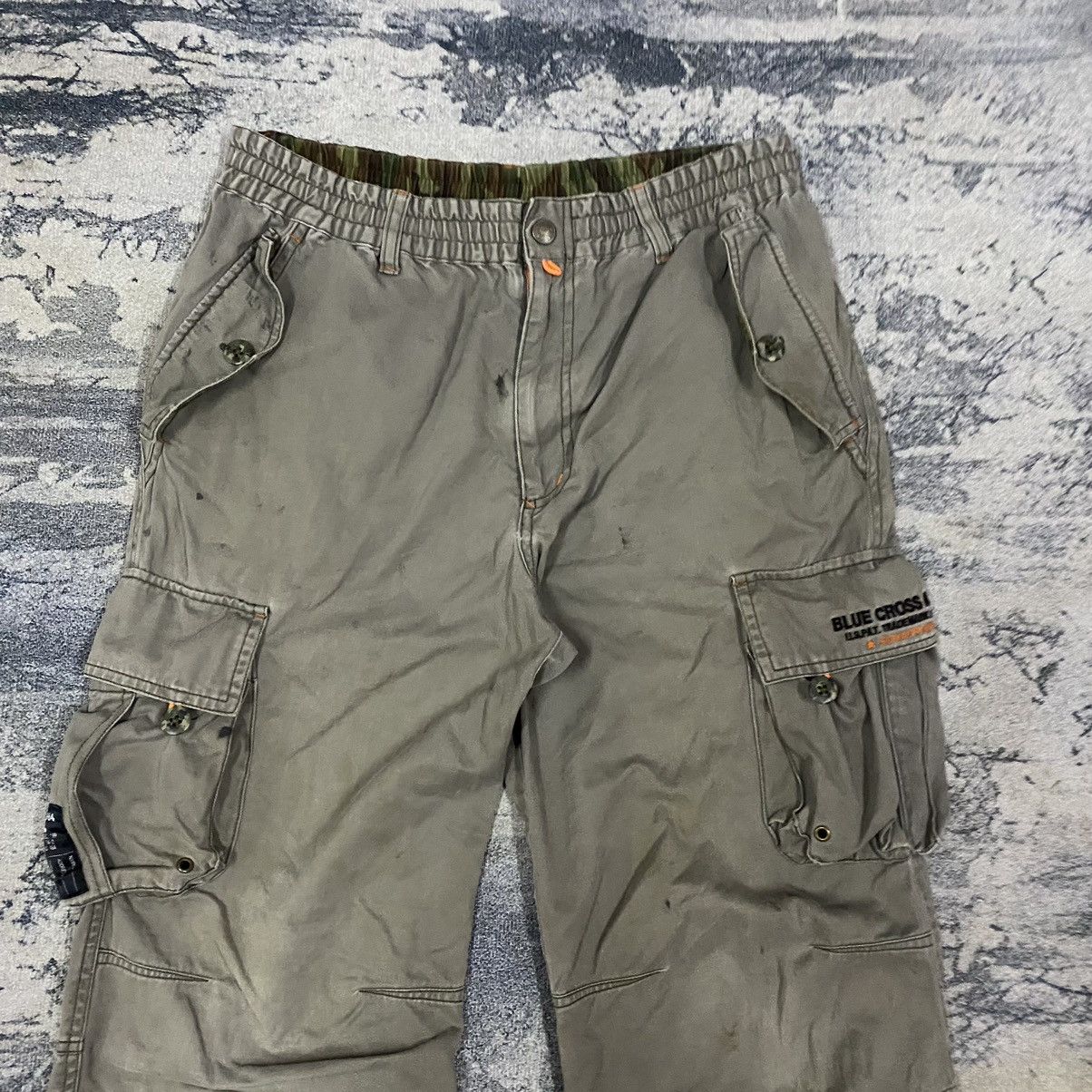 Japanese Brand × Vintage Faded Army Blue Cross Cargo Pants Size US 29 - 2 Thumbnail