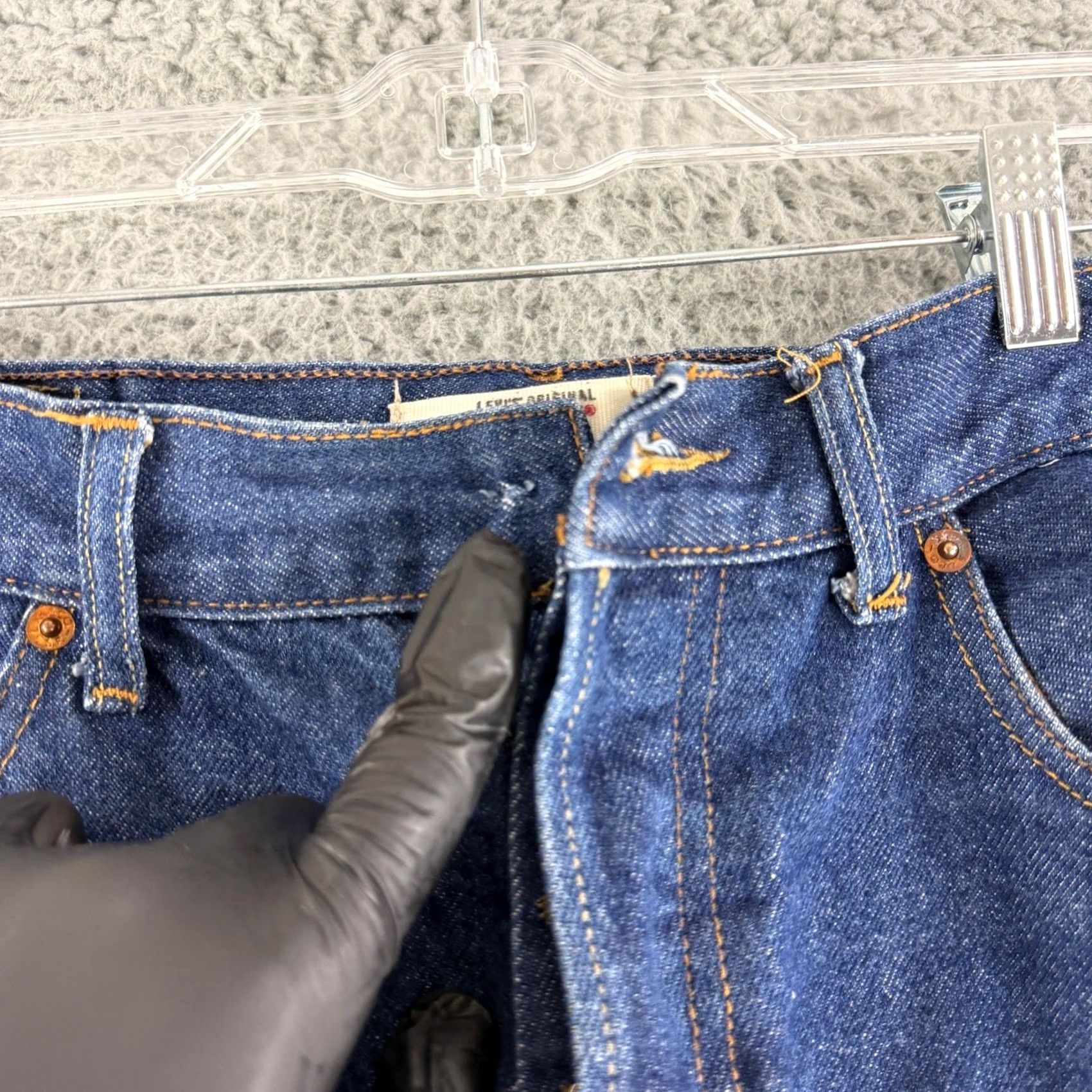 Levi's Levis 501 Jeans Mens 38x30 Blue Straight Button Fly Denim Regular Rise 34 Waist City College Cowboy Vintage Style Size US 38 / EU 54 - 3 Thumbnail