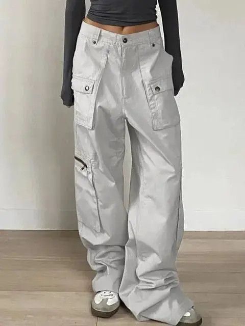 Japanese Brand Women's low rise wide leg cargo pants Size 28" / US 6 / IT 42 - 3 Thumbnail