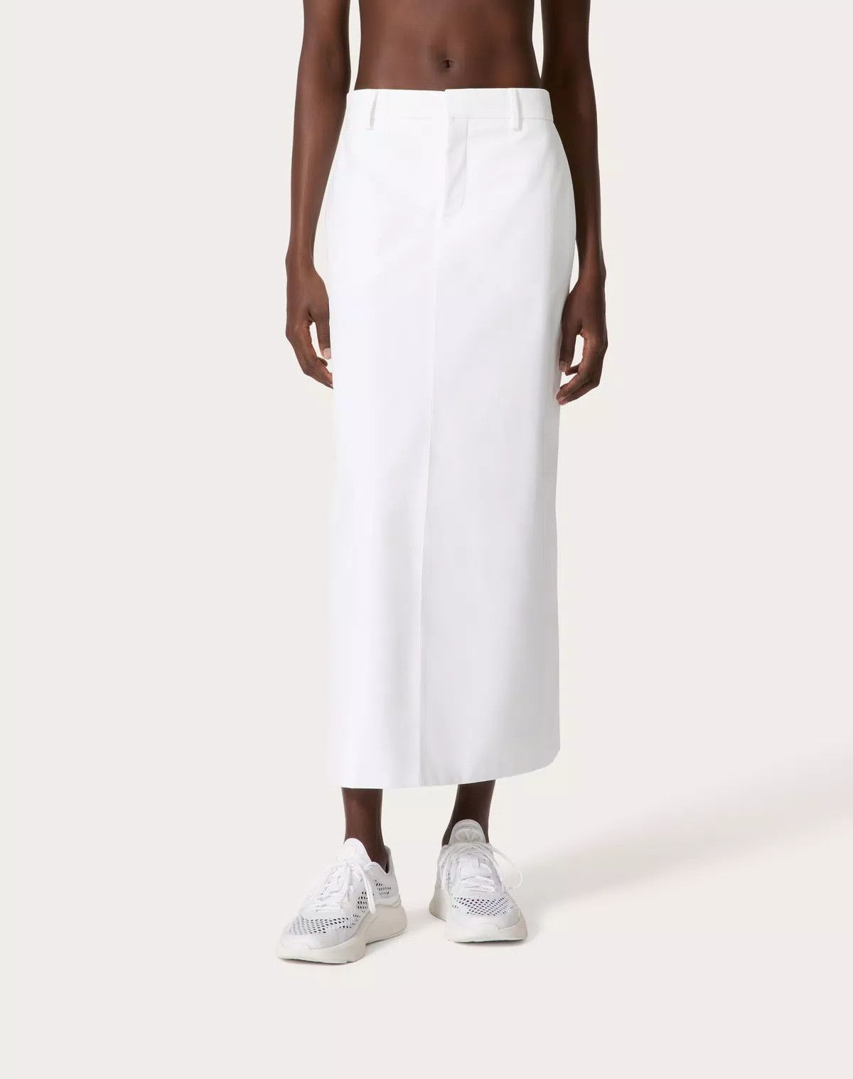 Valentino o1s1wg110525 Compact Popeline Skirt in White Size 28" / US 6 / IT 42 - 3 Thumbnail