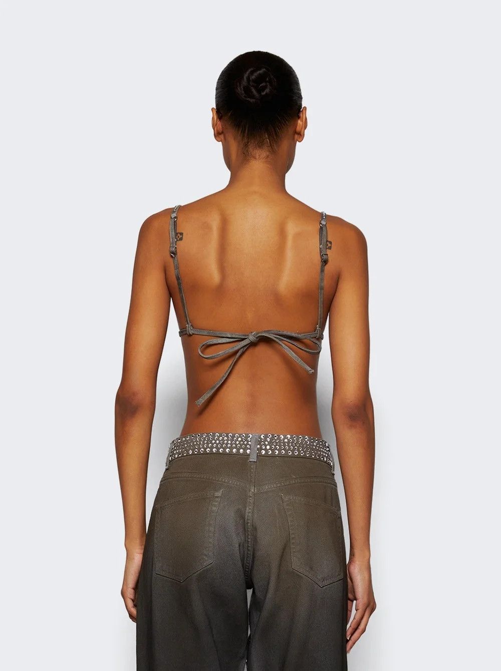 The Attico o1mle0426 Denim Bra Top in Gray Size ONE SIZE - 5 Thumbnail