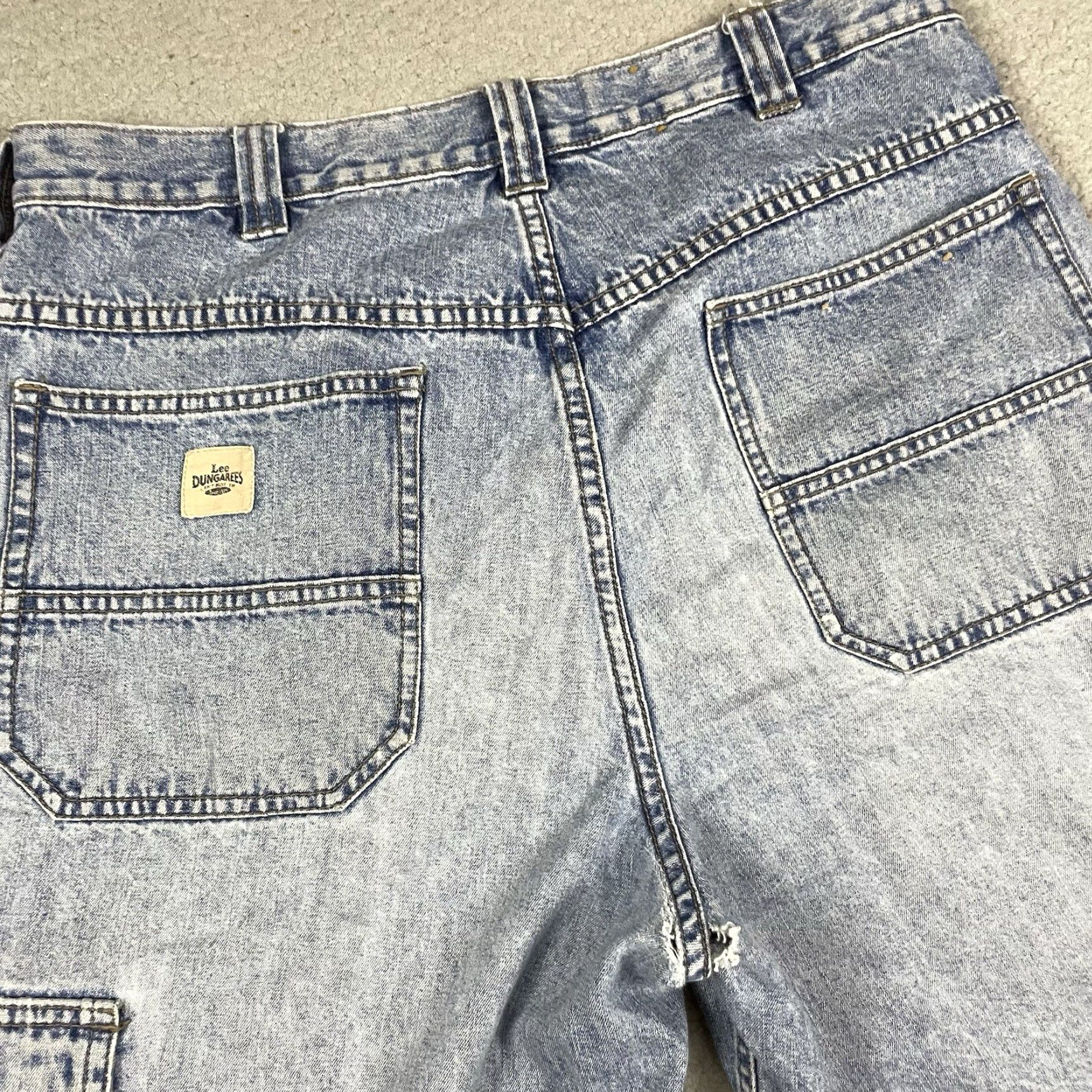 Lee VINTAGE Lee Dungarees Shorts Denimi Cargo Distressed 36 Blue USA Men 5-Pocket Regular Cropped? Size US 36 / EU 52 - 7 Thumbnail