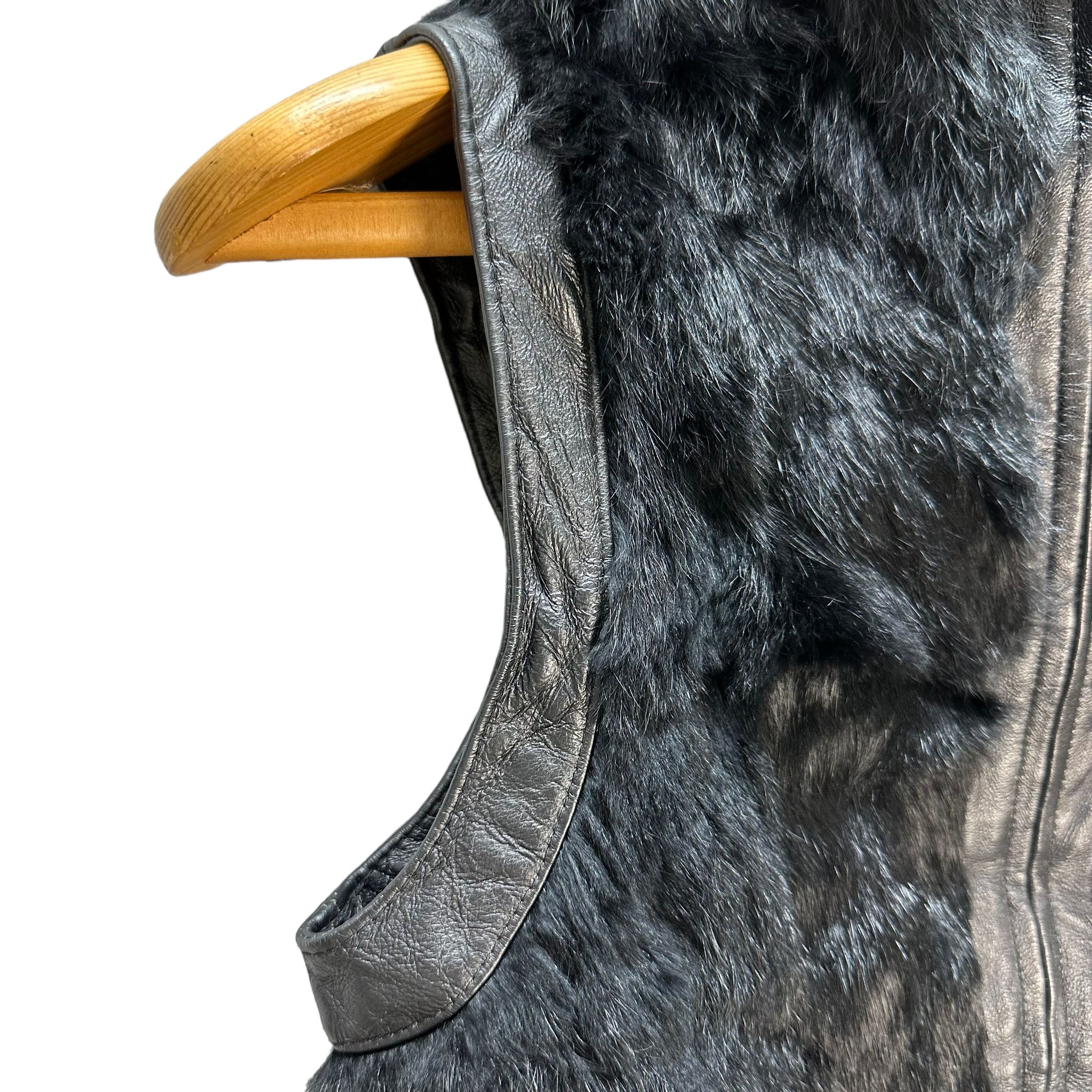 Comme Ca Ism Comme Ca Ism Rabbit Fur Leather Part Hybrid Vest #A9-0222 Size US S / EU 44-46 / 1 - 4 Thumbnail
