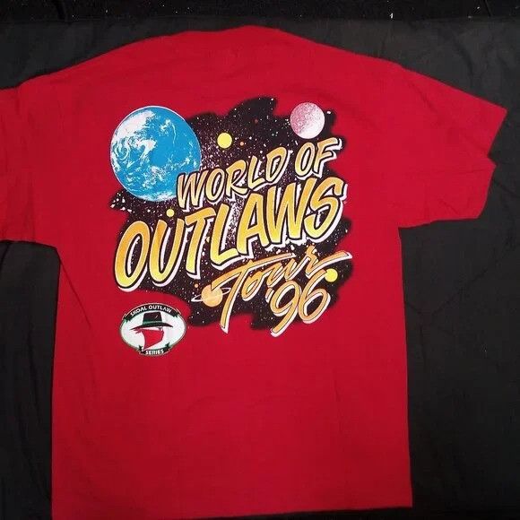 Vintage Vintage World Of Outlaws Tour 96 Race Sprint Car T-Shirt Size US L / EU 52-54 / 3 - 7 Thumbnail