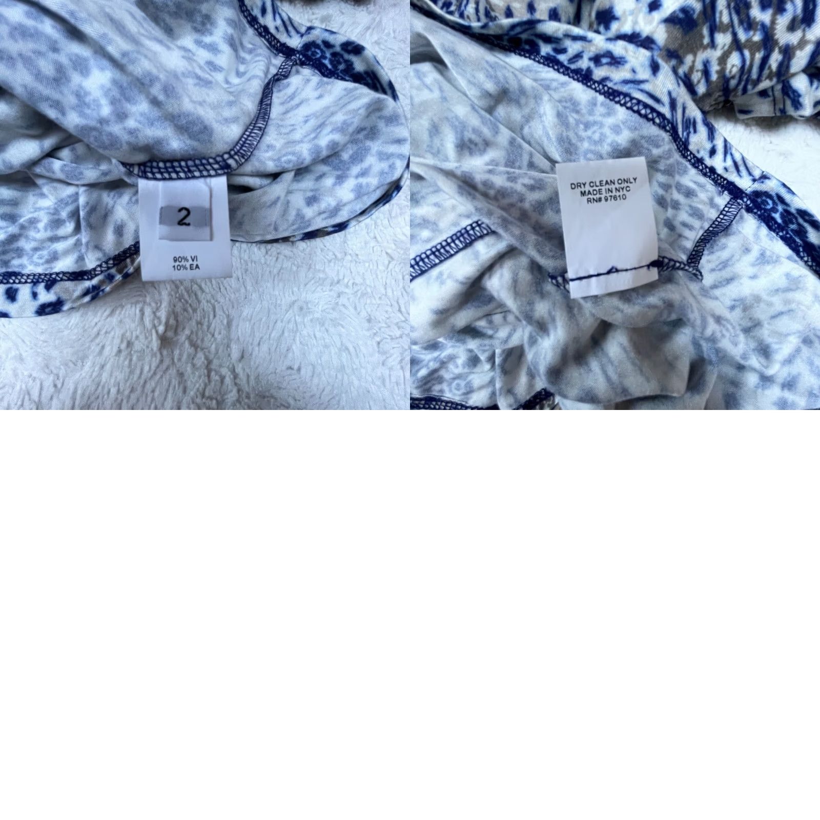 Vintage Leggiadro Womens Top 2 Blue White Animal Print T-Shirt 3/4 Sleeve Stretch Casual Size XS / US 0-2 / IT 36-38 - 8 Thumbnail
