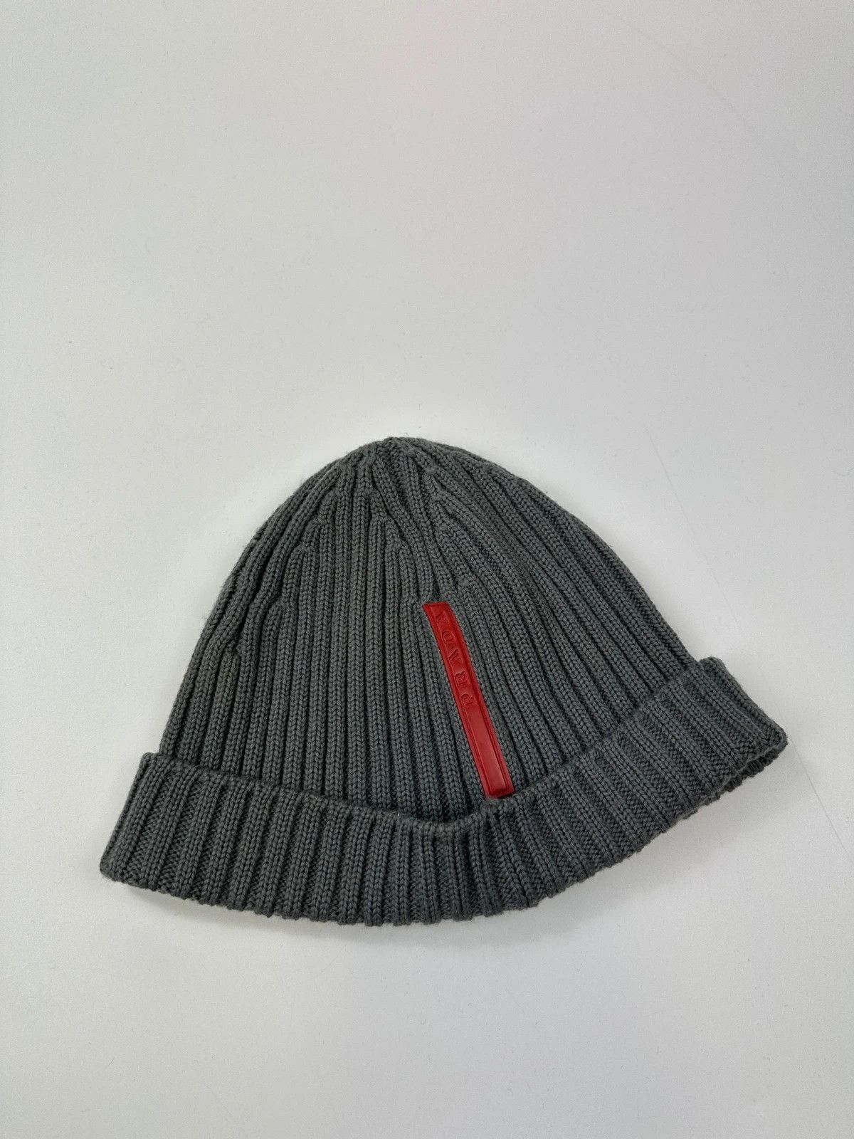 Prada Prada Sport 00s Grey Ribbed Wool Beanie Size ONE SIZE - 2 Thumbnail