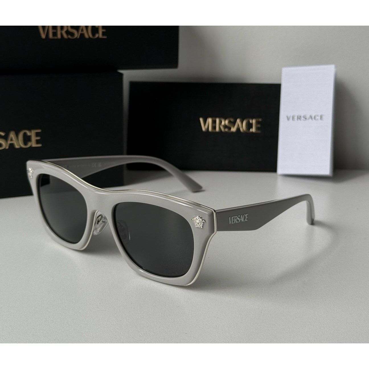 NEW Versace VE2272 Grey Silver Medusa Wayfarer Sunglasses - Main Image