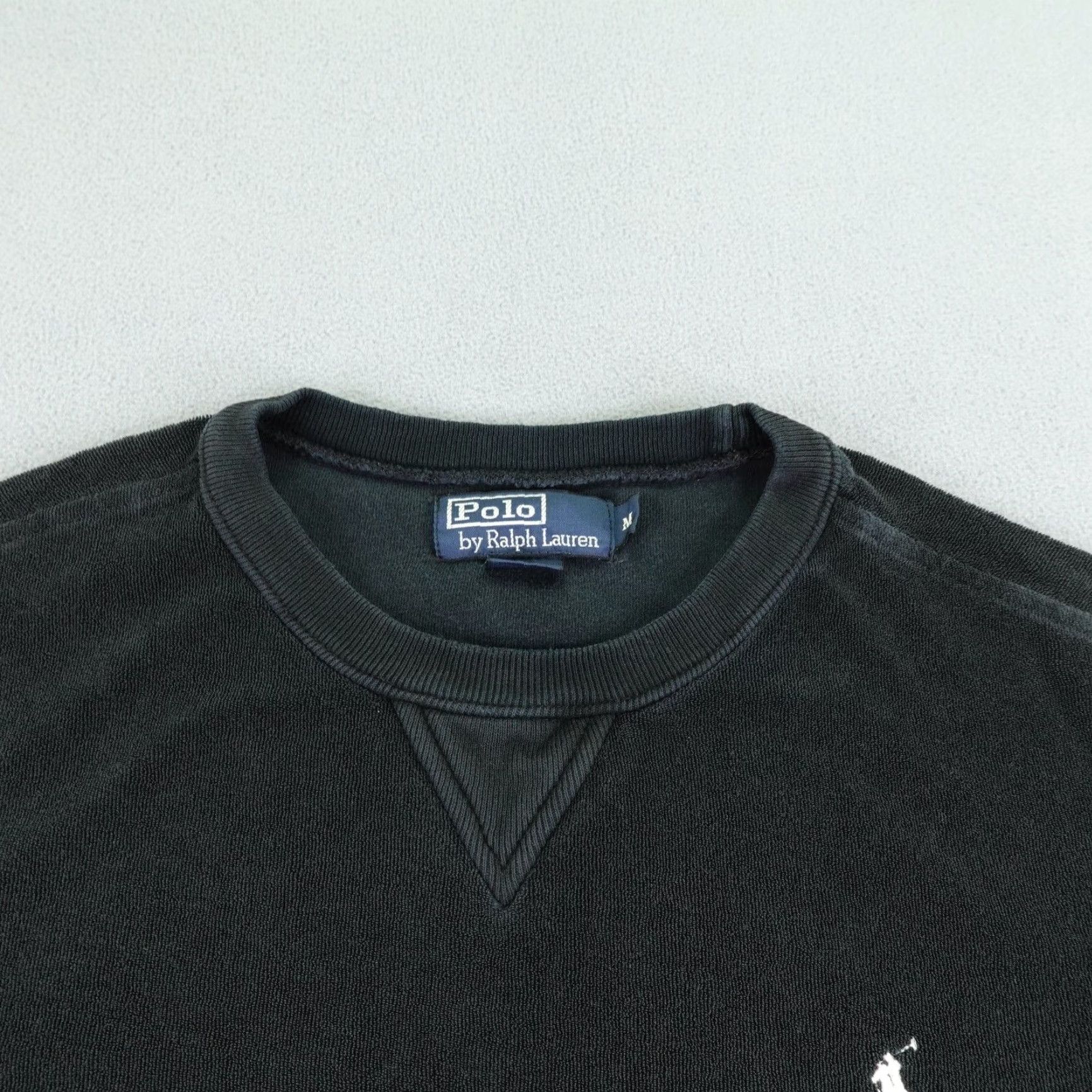 Polo Ralph Lauren Vintage Polo Ralph Lauren Sweatshirt Men Medium Black Velour Logo Crewneck Y2K Size US M / EU 48-50 / 2 - 2 Thumbnail