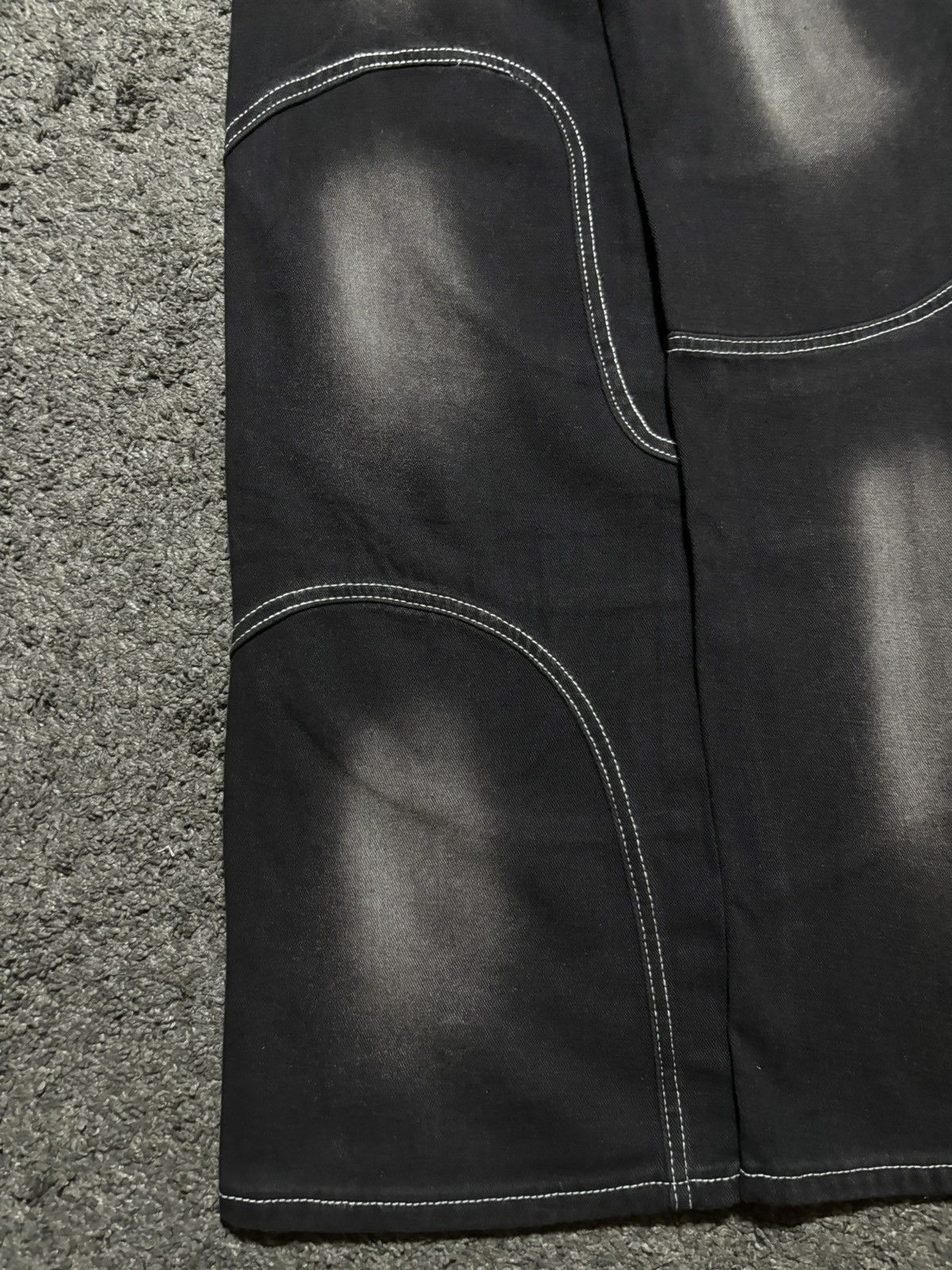 Jean × Vintage Vintage very rare abstract art black white baggy jeans denim Size US 33 - 8 Thumbnail