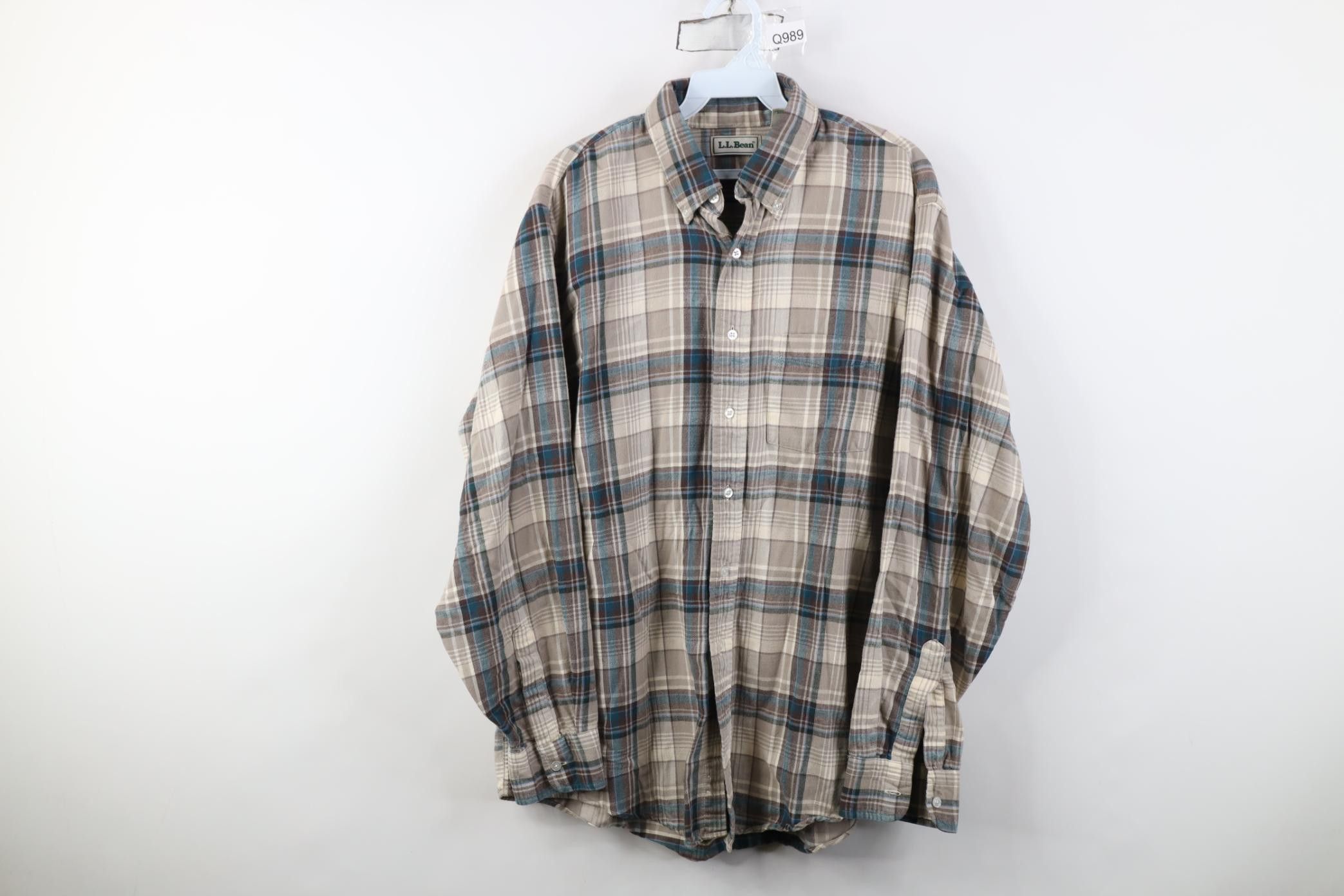 L.L. Bean Vintage 90s LL Bean Flannel Collared Button Down Shirt Plaid Size US L / EU 52-54 / 3 - 1 Thumbnail