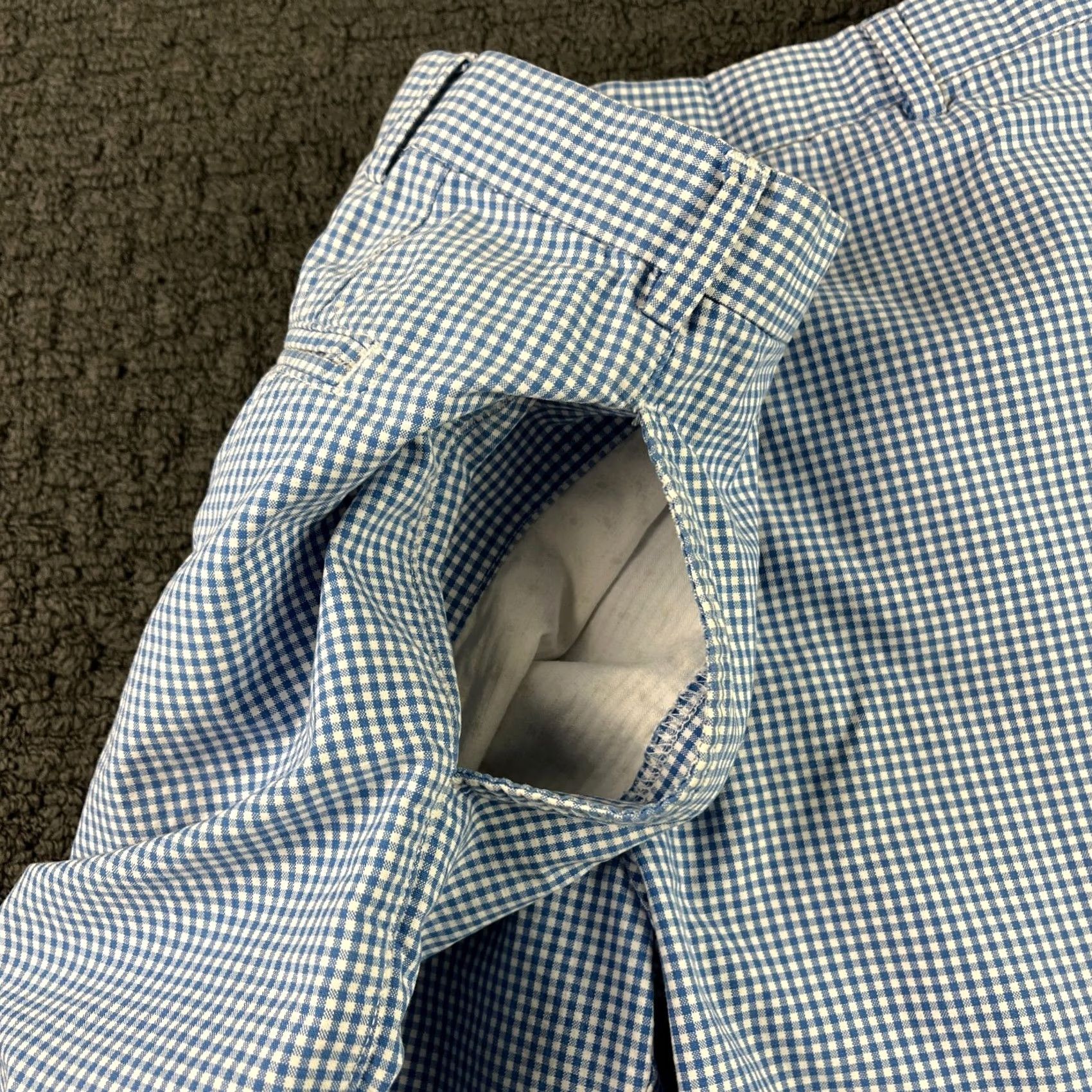 Peter Millar Peter Millar Shorts Mens Size 38 Blue Gingham Plaid Cotton Flat Front Chino Casual Java? Size US 38 / EU 54 - 2 Thumbnail