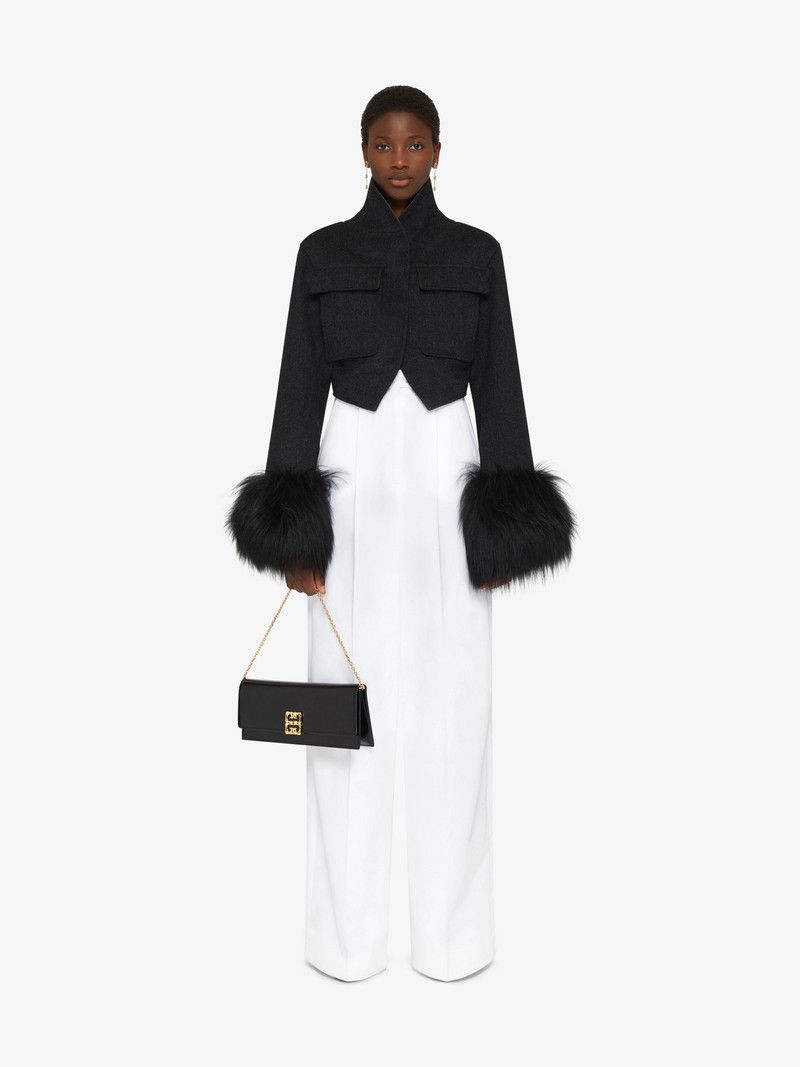 Givenchy o1w1db10326 Cropped Jacket Shearling Cuffs in Black Size M / US 6-8 / IT 42-44 - 3 Thumbnail