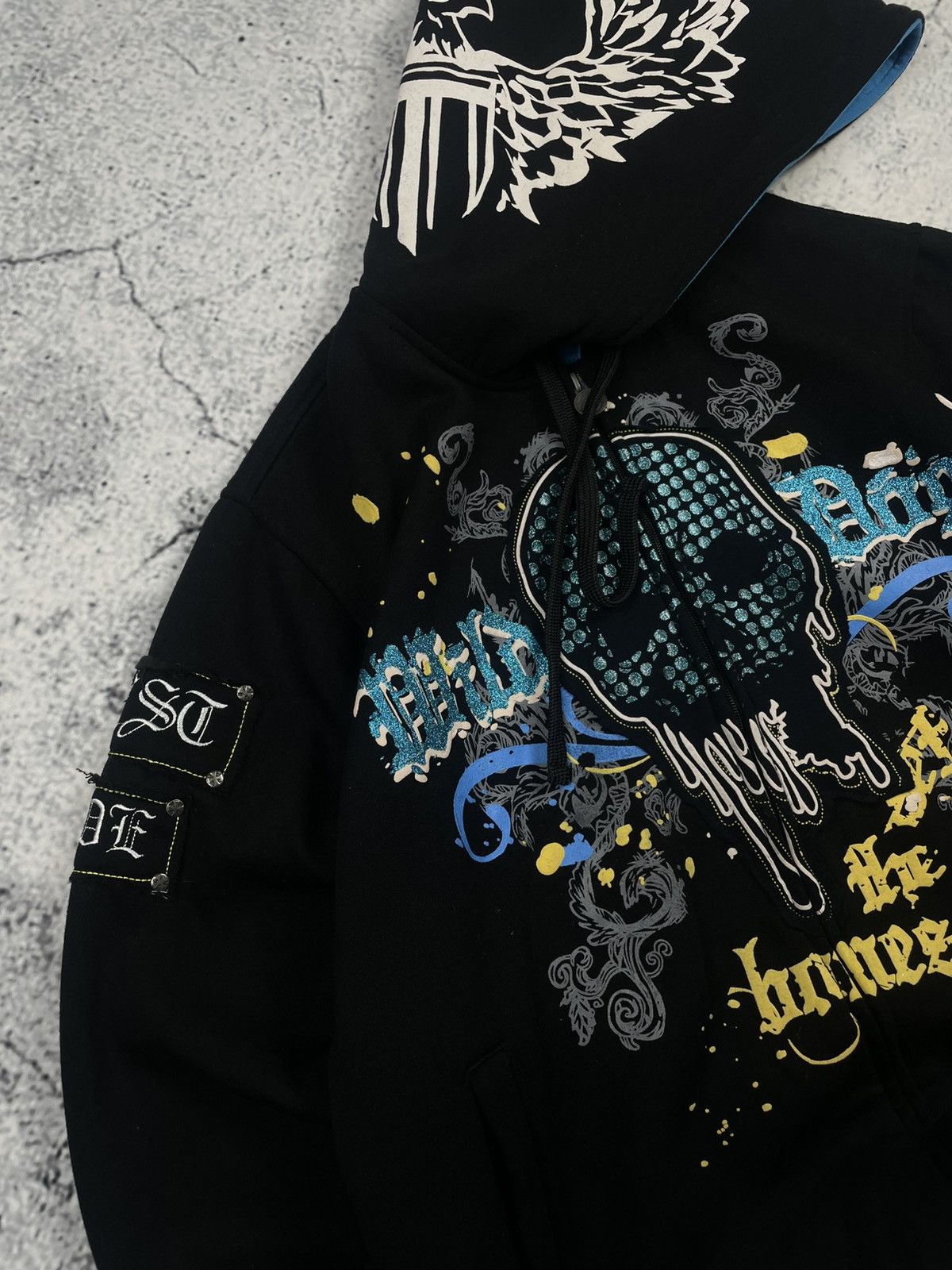Vintage Rawblue L Hoodie – Black, Big Logo, Affliction, Swag/Drip eg Size US L / EU 52-54 / 3 - 6 Thumbnail