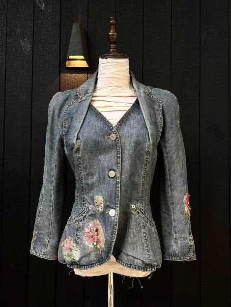 Christian Dior Monsieur Christian Dior 04SS Beaded Denim Blazer Size M / US 6-8 / IT 42-44 - 2 Thumbnail