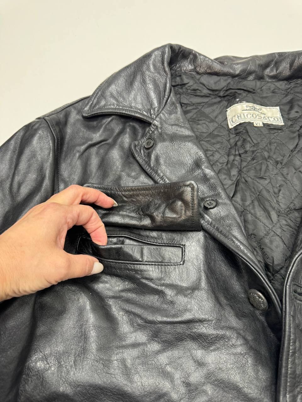 Vintage vintage leather men's jacket 90s Size US XL / EU 56 / 4 - 4 Thumbnail