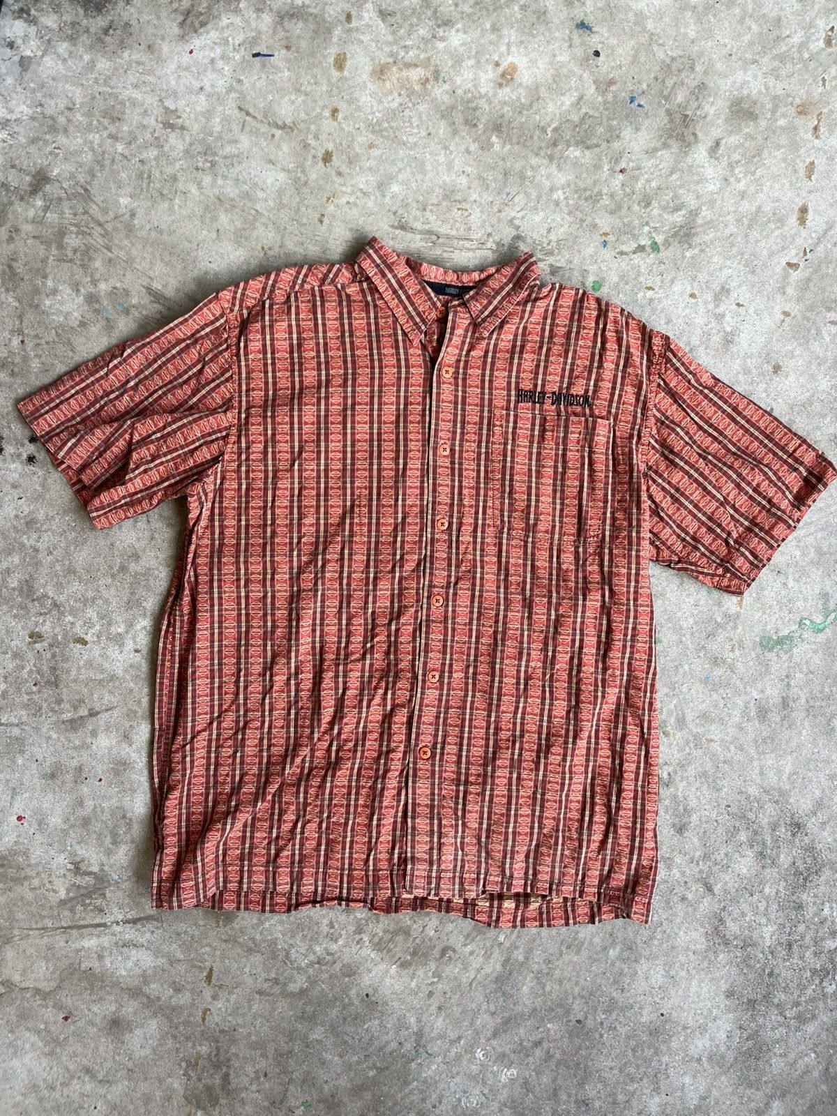 Harley Davidson Y2K Harley Davidson All Over Logo Monogram Button Up Size US XL / EU 56 / 4 - 1 Thumbnail