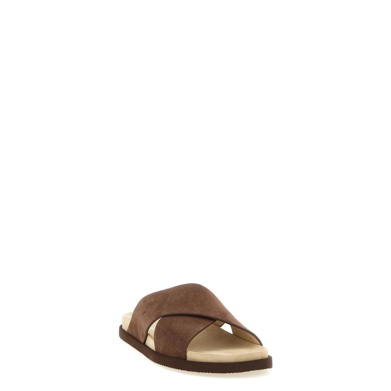 Brunello Cucinelli BRUNELLO CUCINELLI $900 Mud Suede crossover slides New & Aut Size US 12 / EU 45 - 2 Thumbnail