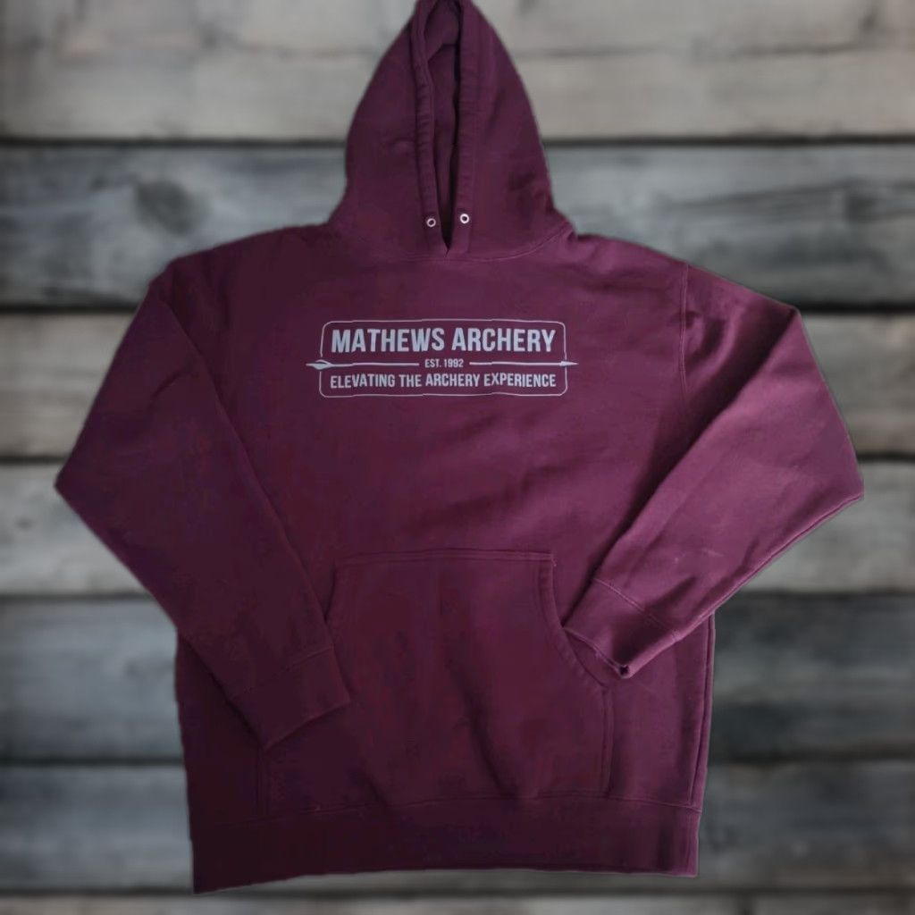 Matthews Archery Trademark Hooded Sweatshirt Hoodie Maroon Adult Size M Fleece