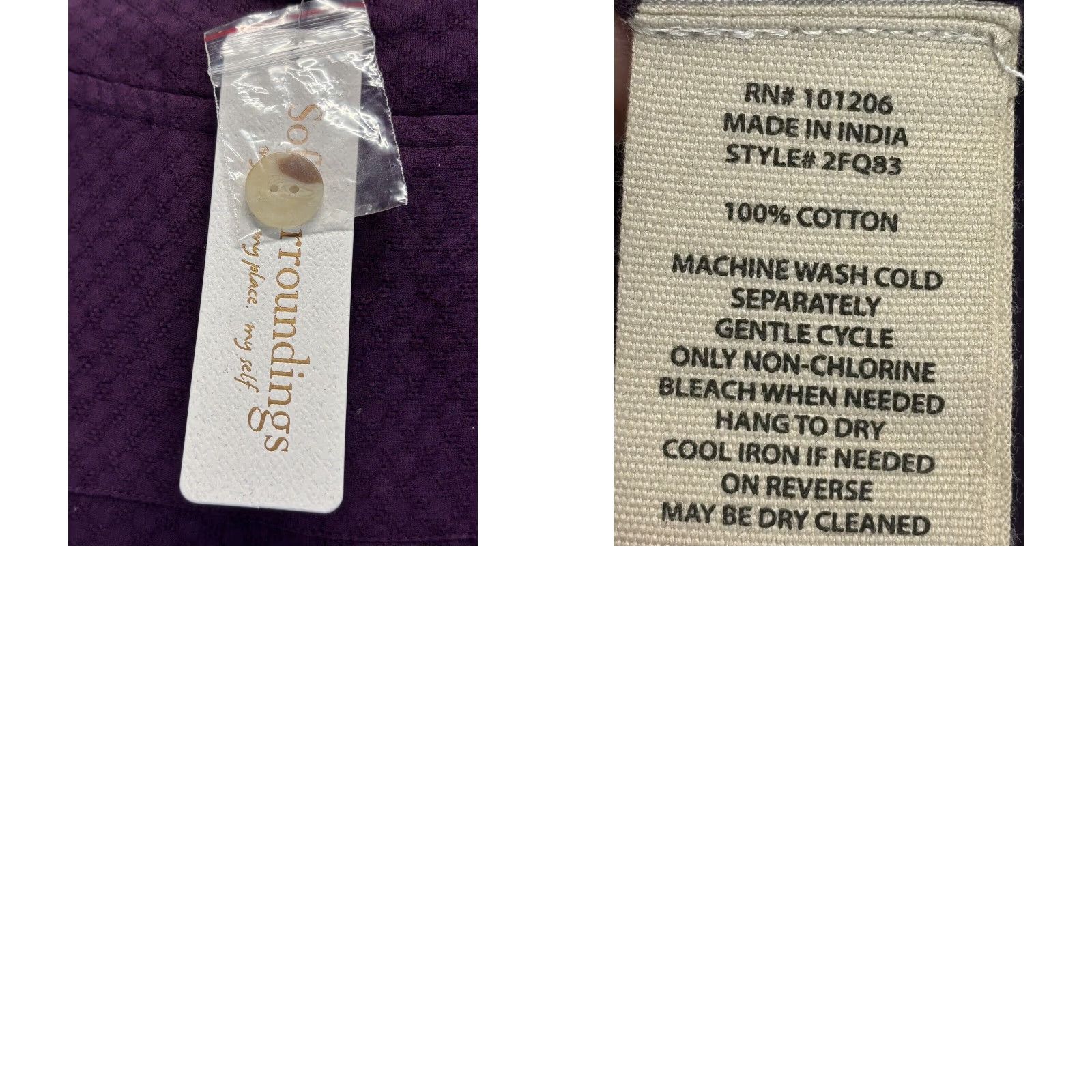 Soft Surroundings VINTAGE Soft Surroundings Positano Shift Dress XL 100% Cotton Purple V-Neck 3/4 Sleeve Casual Womens Size XL / US 12-14 / IT 48-50 - 8 Thumbnail