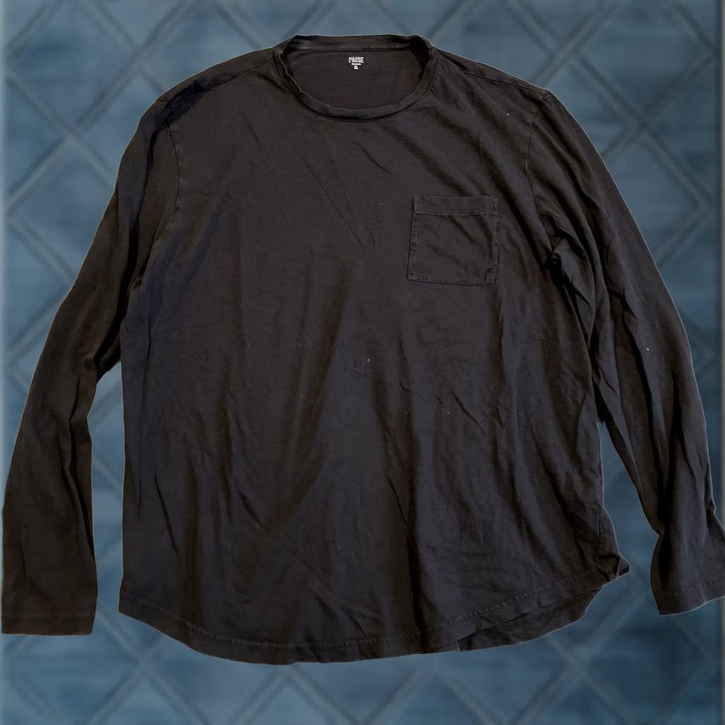 Paige Paige Solid Black Long Sleeve Pocket T Shirt Mens XL Size US XL / EU 56 / 4 - 1 Thumbnail