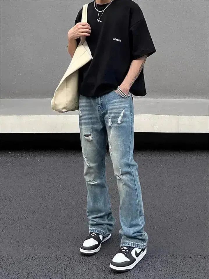 Japanese Brand Straight leg slimming distressed jeans Size US 32 / EU 48 - 4 Thumbnail